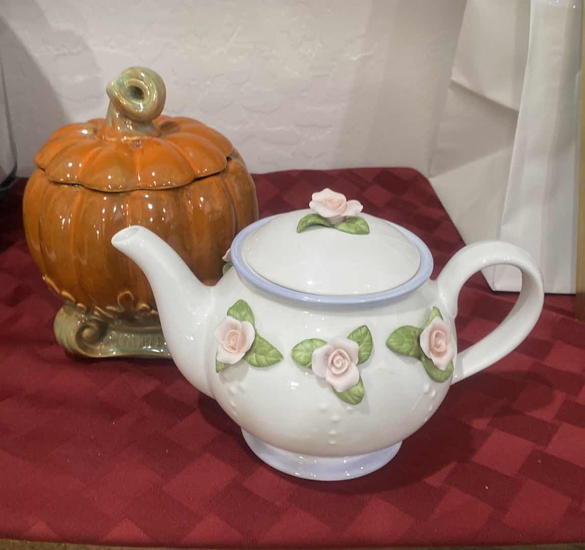 Photo 1 of CERAMIC PUMPKIN 6” x 8” & TELAFLORAL TEA POT