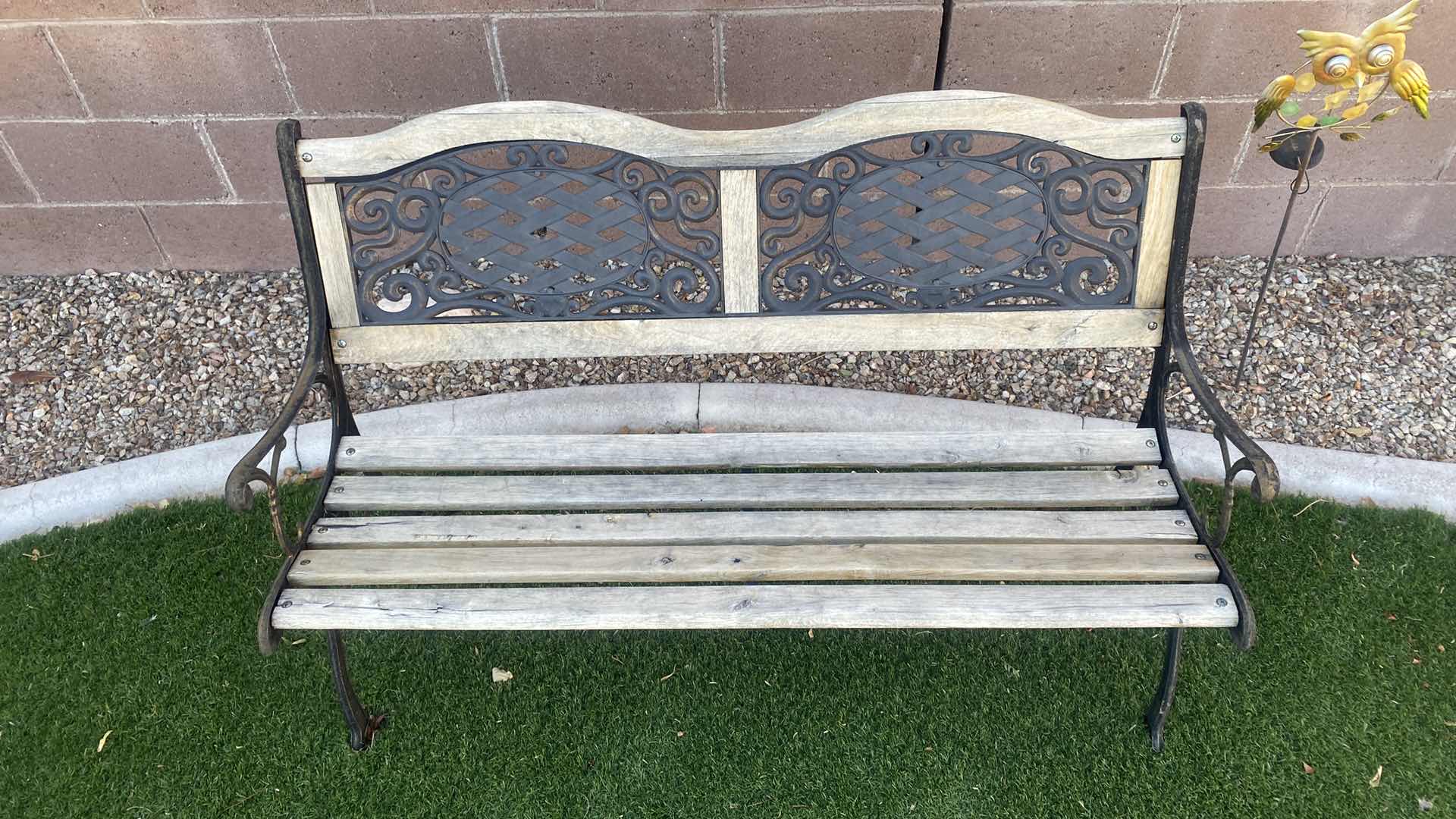 Photo 2 of WOOD & METAL PATIO BENCH 49“ x 21“ H 30”