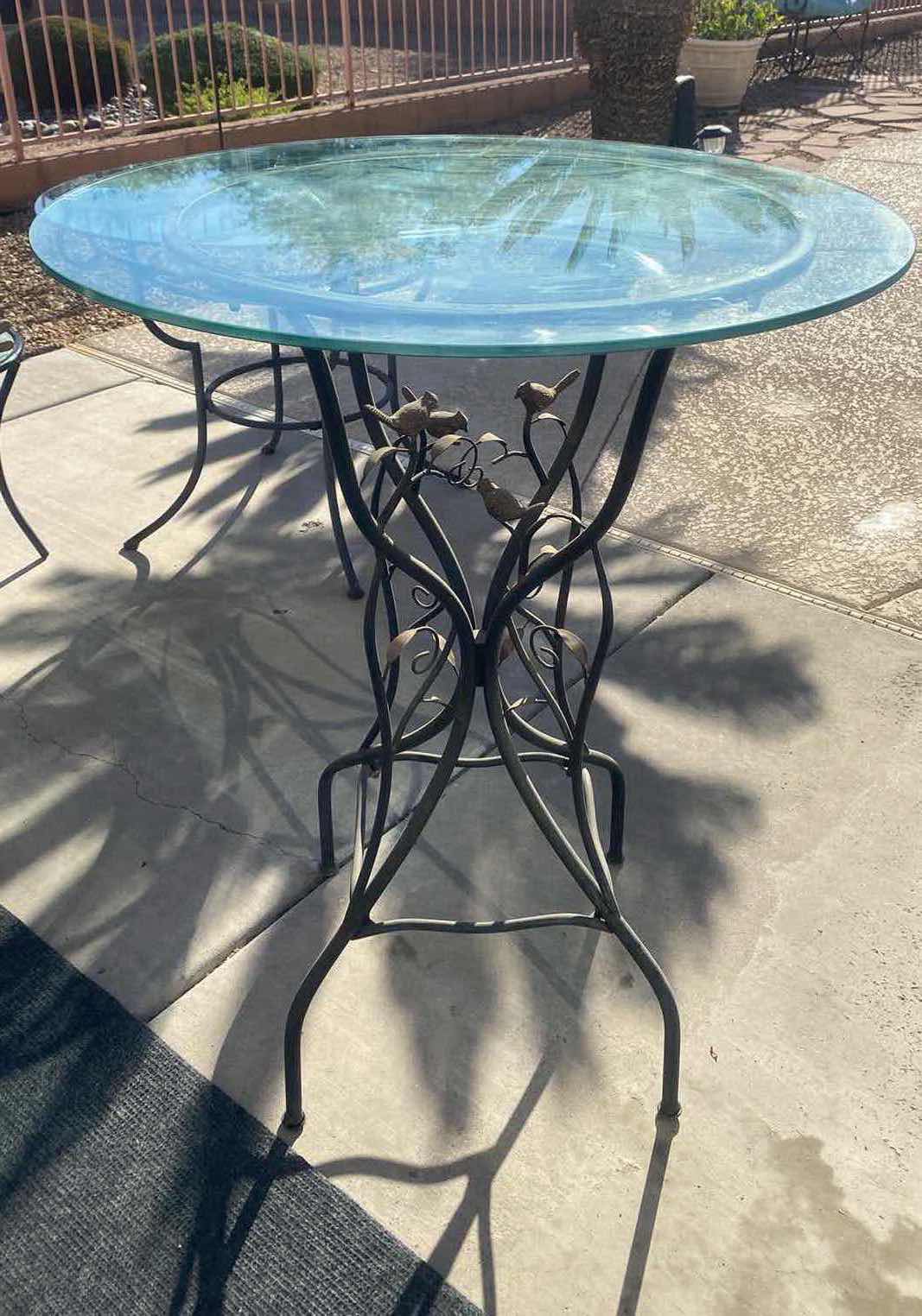 Photo 1 of 32” ROUND CAST IRON BASE HEIGHT TABLE WITH BIRDS H 39 1/2”