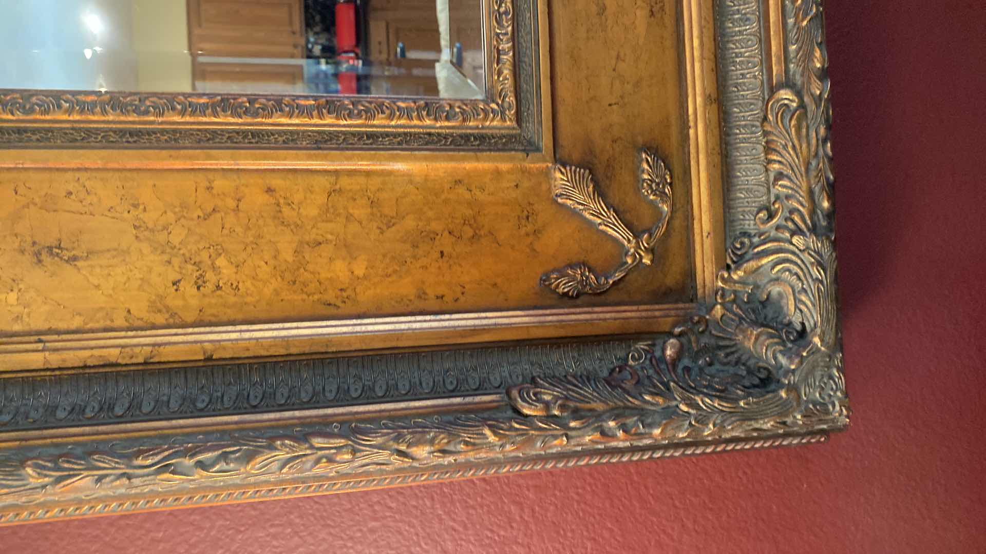 Photo 3 of ORNATE COPPER & BLACK WOOD BEVELED MIRROR FROM RESTAURANT IN WHIDBEY ISLAND, WASHINGTON STATE 91“ x 56“ (2 available each sold separately)