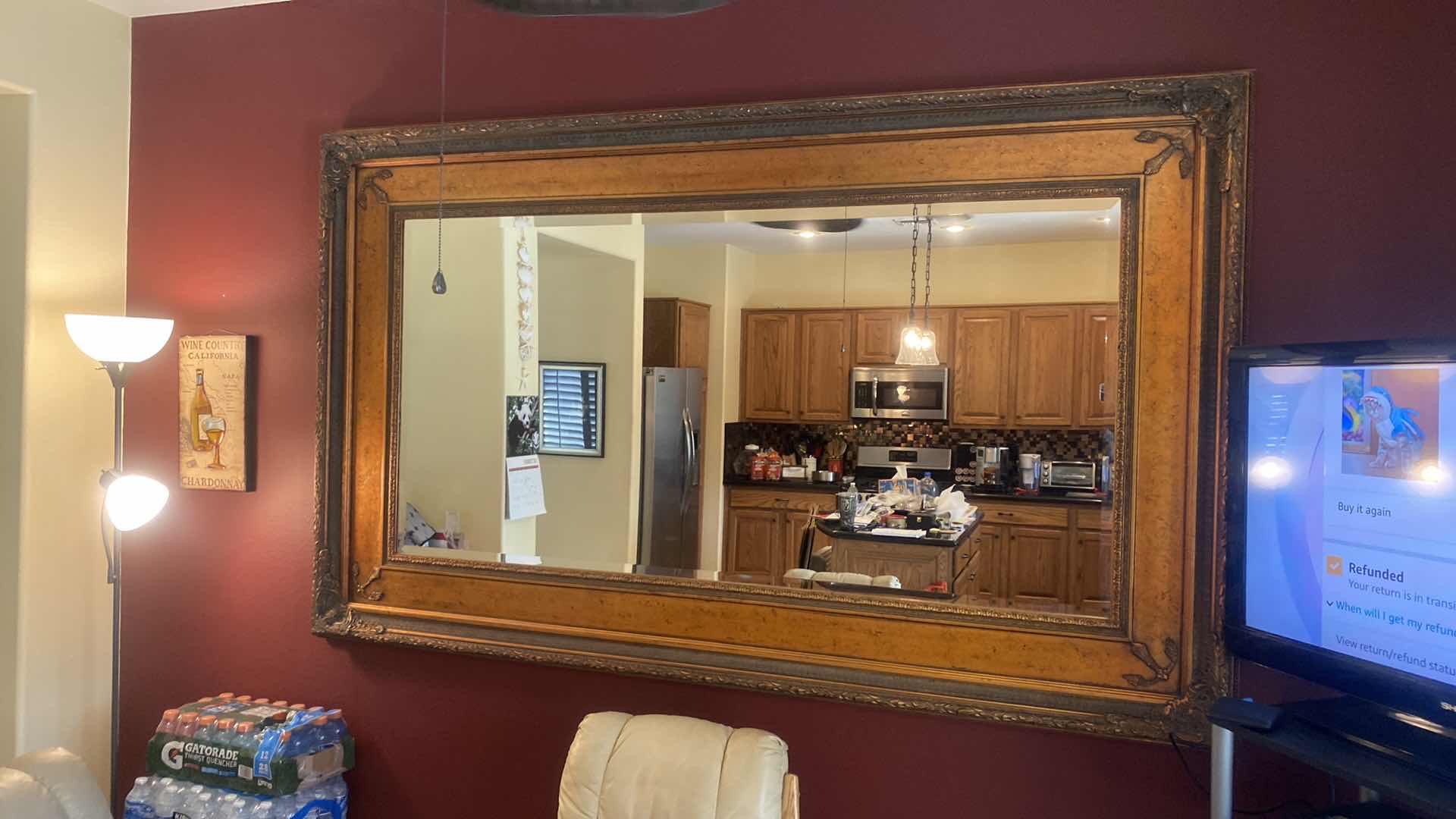 Photo 10 of ORNATE COPPER & BLACK WOOD BEVELED MIRROR FROM RESTAURANT IN WHIDBEY ISLAND, WASHINGTON STATE 91“ x 56“ (2 available each sold separately)