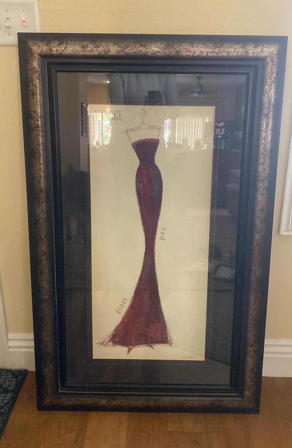 Photo 1 of FRAMED RED DRESS PRINT EMILY ADAMS ARTWORK 46“ x 28 1/2”