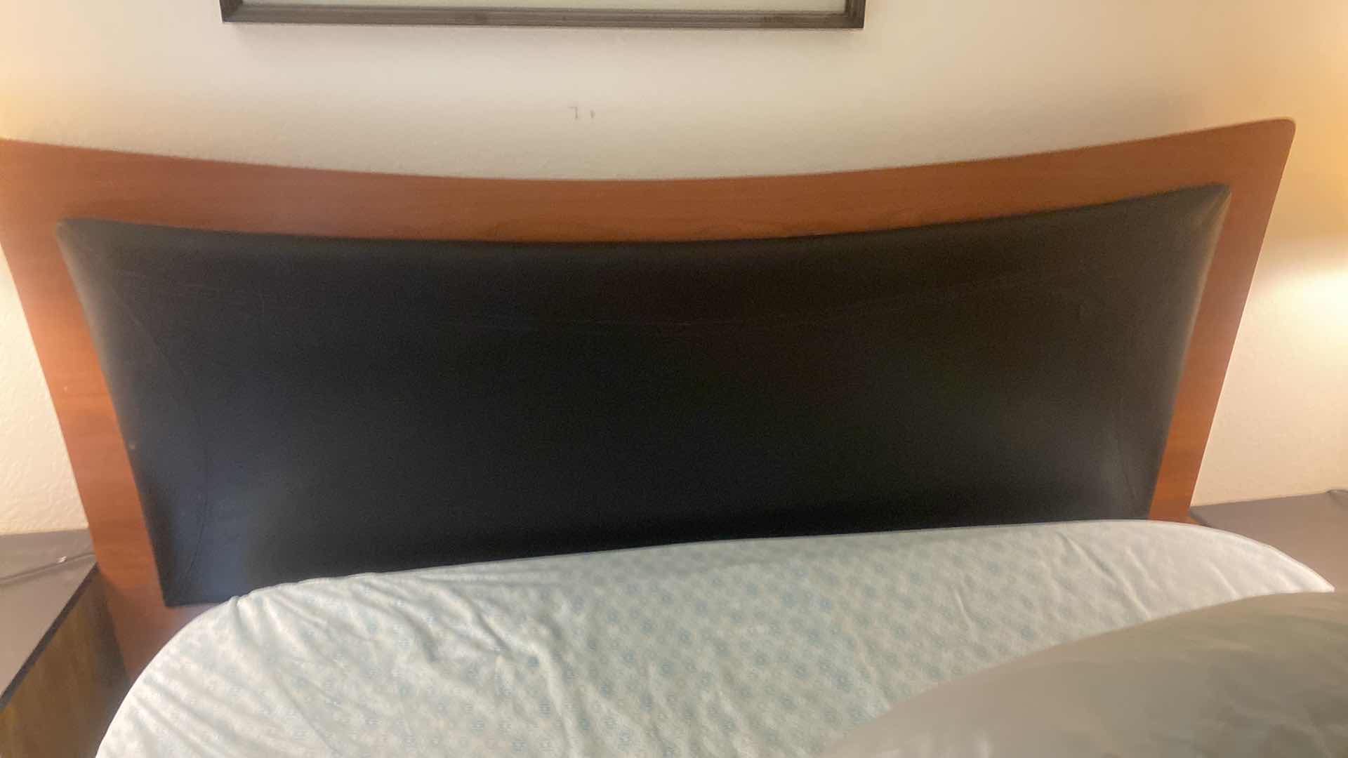 Photo 2 of BONDED LEATHER HEADBOARD  71” x 51” AND METAL BEDFRAME