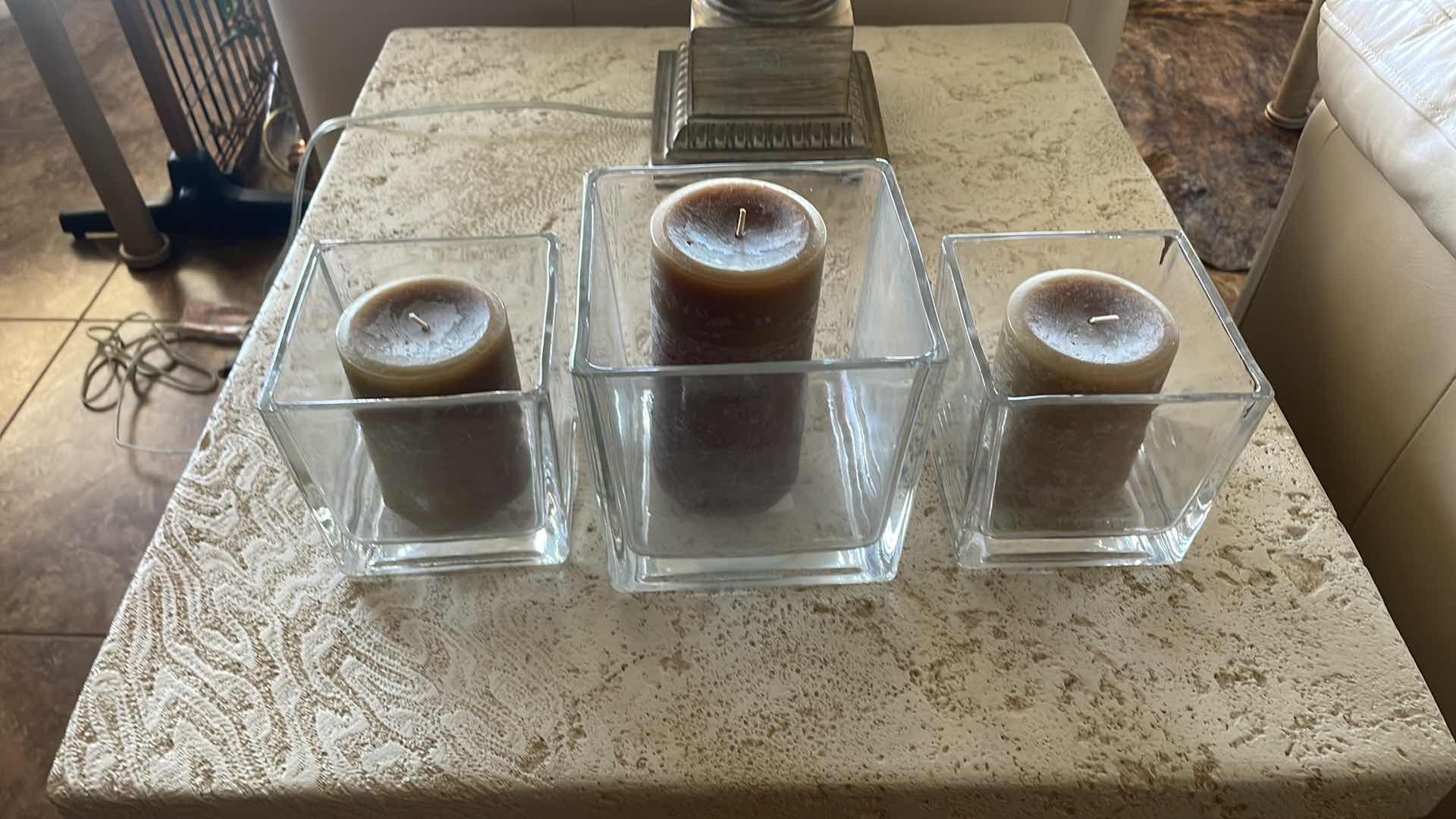 Photo 2 of HEAVY GLASS CANDLE HOLDERS 5”x5”