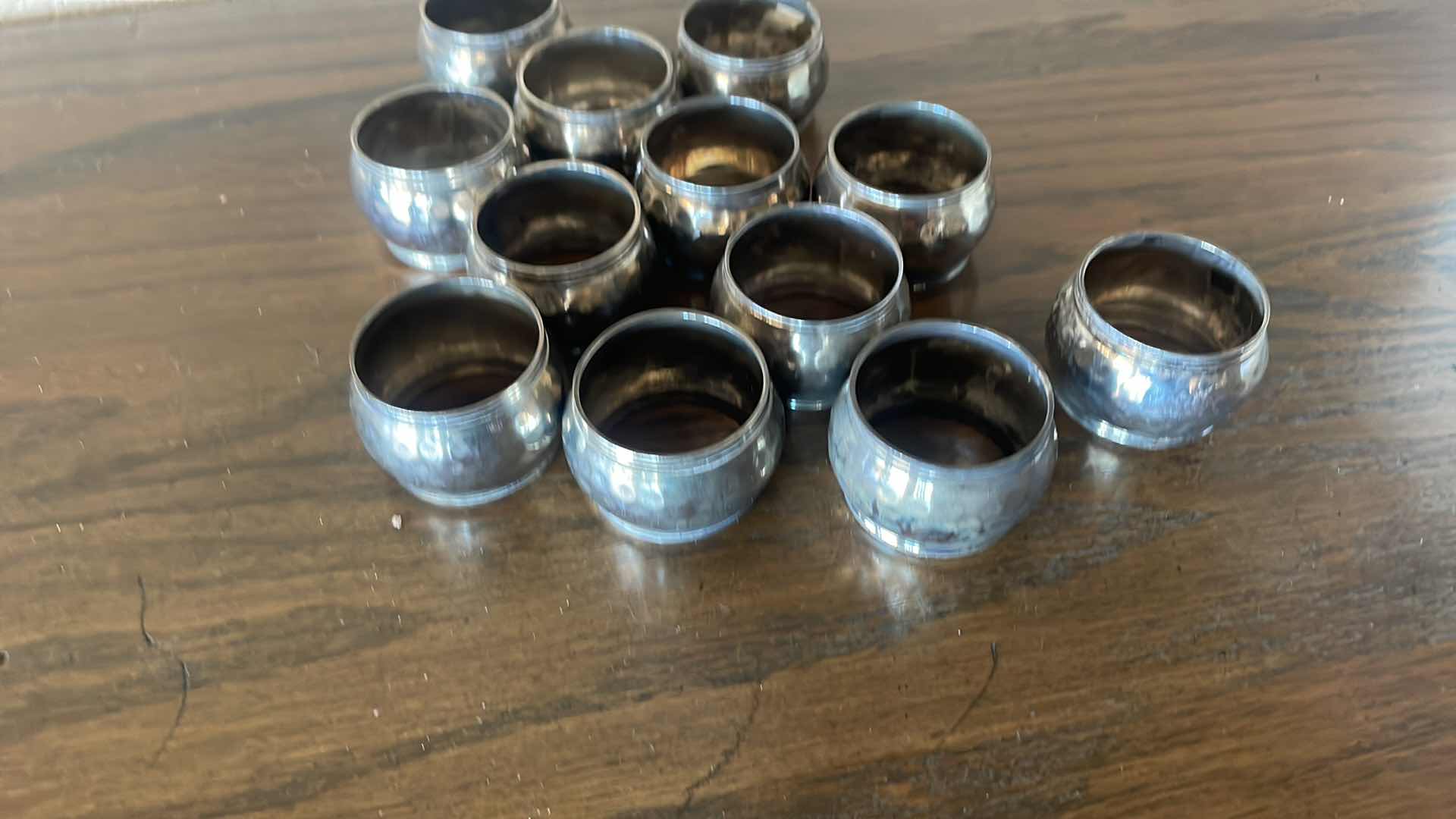 Photo 3 of 12-HAMMERED SILVER NAPKIN RINGS 