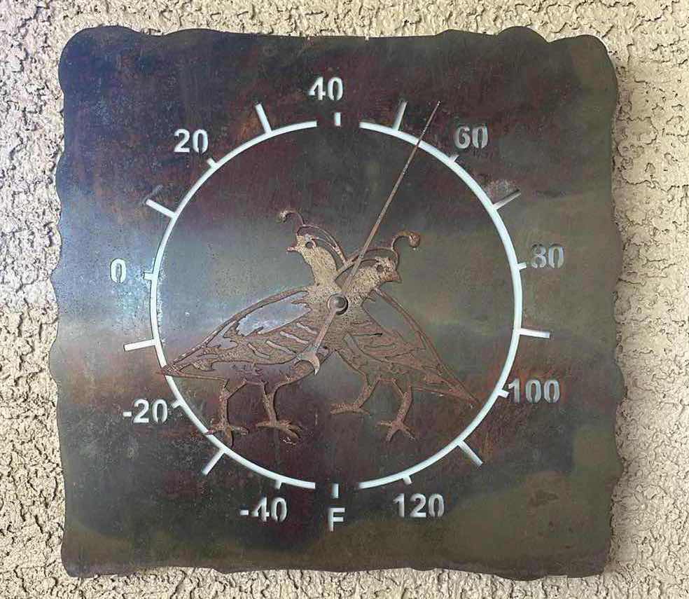 Photo 1 of BIRD METAL OUTDOOR THERMOMETER 12”x12"