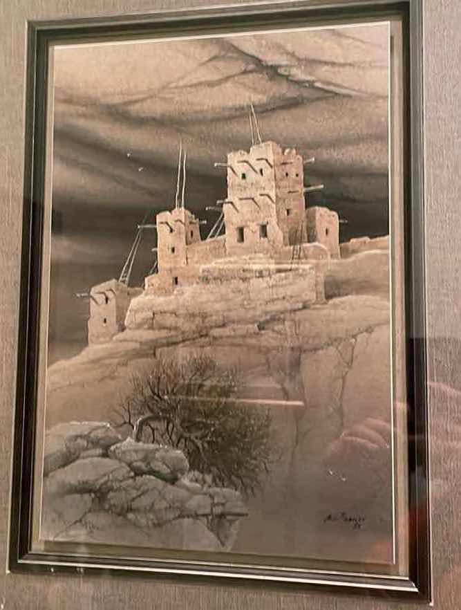 Photo 3 of FRAMED SOUTHWESTERN LANDSCAPE ORIGINAL SIGNED ON FRONT & BACK  M.S.FRANCO ARTWORK 21”x 25”