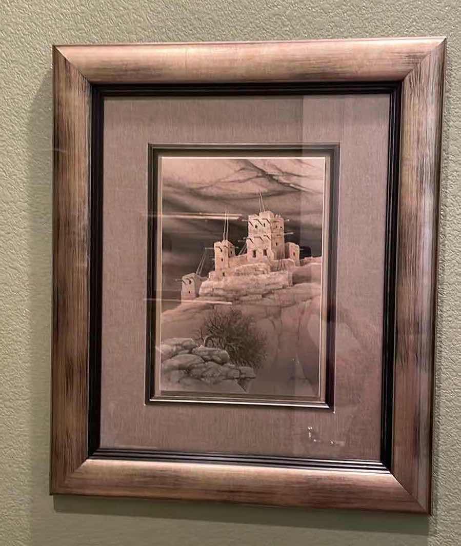 Photo 2 of FRAMED SOUTHWESTERN LANDSCAPE ORIGINAL SIGNED ON FRONT & BACK  M.S.FRANCO ARTWORK 21”x 25”