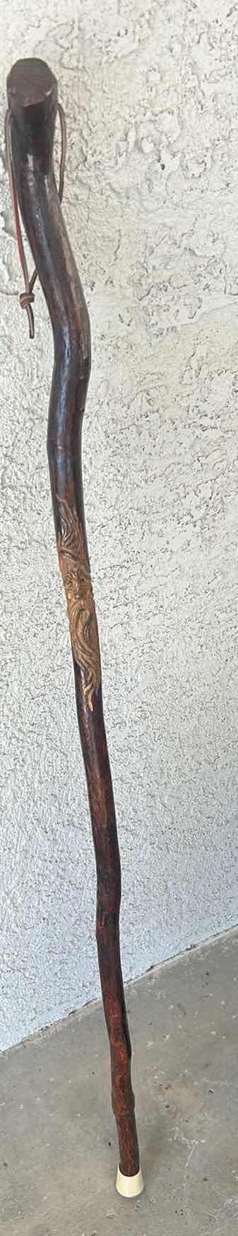 Photo 1 of WOOD-CARVED WALKING STICK, 5’.