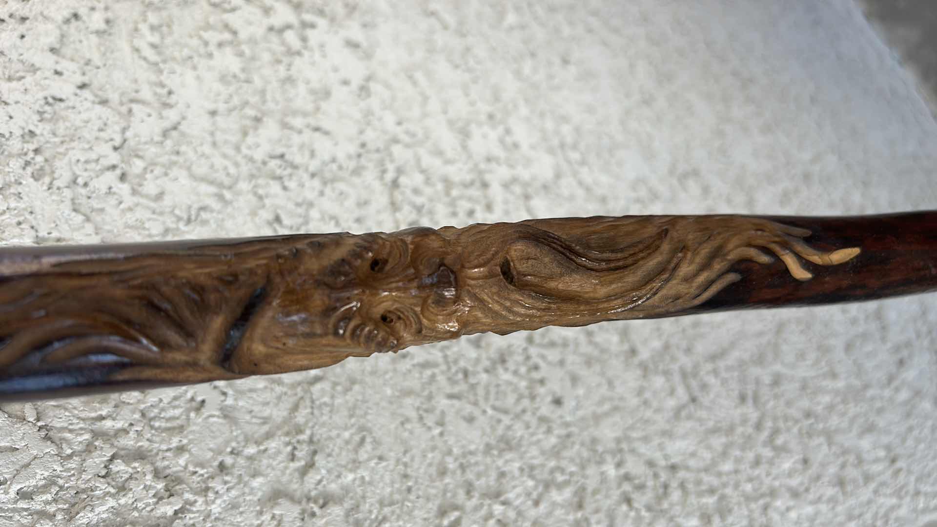 Photo 2 of WOOD-CARVED WALKING STICK, 5’.