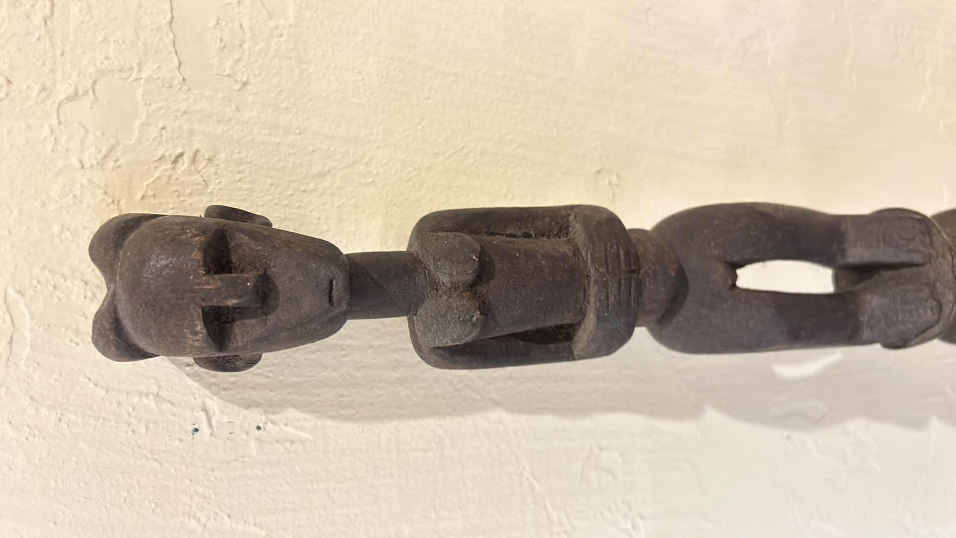 Photo 1 of 58” AFRICAN WOOD CARVED TRIBAL STAFF