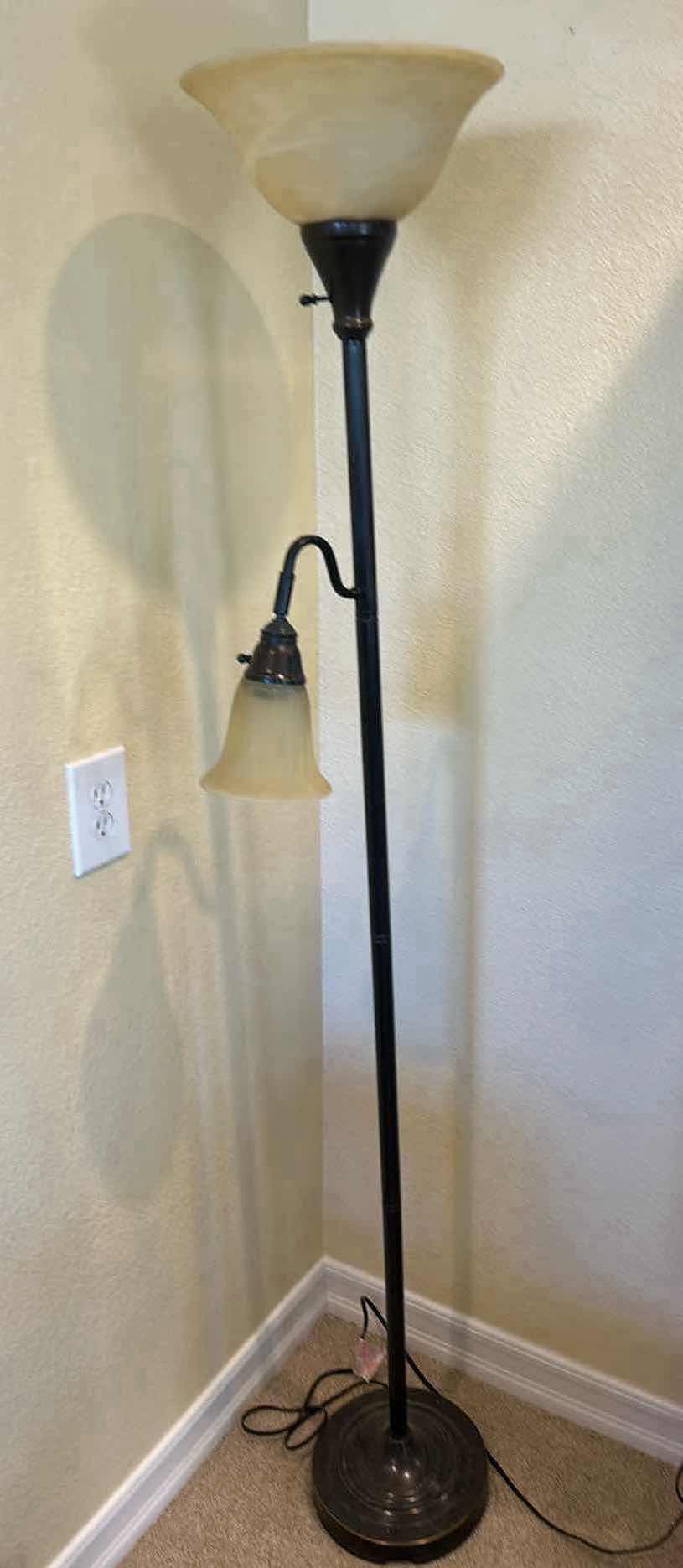 Photo 1 of METAL, AND GLASS FLOOR LAMP. 6’.