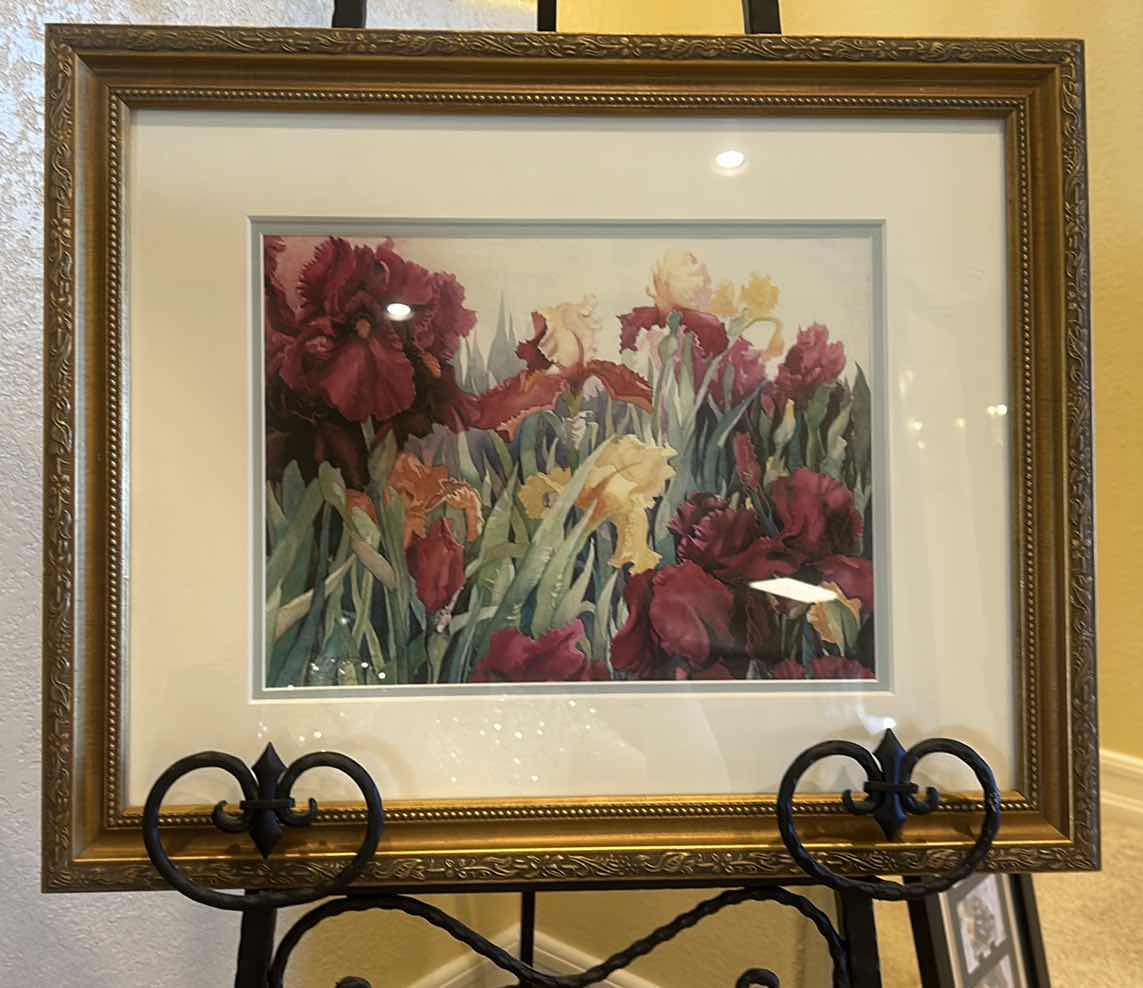 Photo 1 of GOLD-FRAMED, SIGN-NUMBERED, FLORAL ARTWORK 20 1/2” x H17”