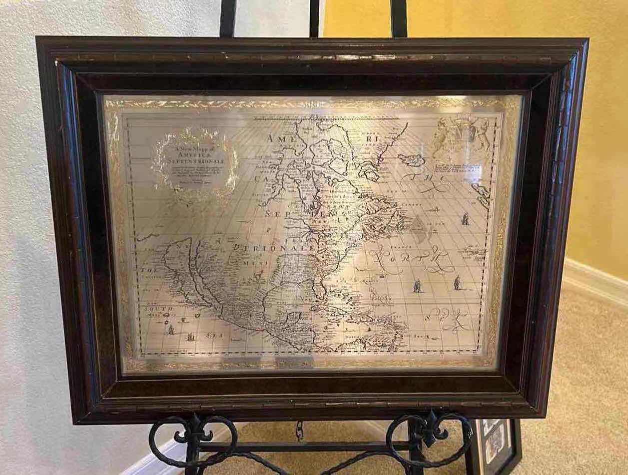 Photo 5 of FRANKLIN MINT LIMITED EDITION WOOD-FRAMED, ETCHED, SILVER MAP “A NEW MAP OF AMERICA” ARTWORK 2‘ x H19“