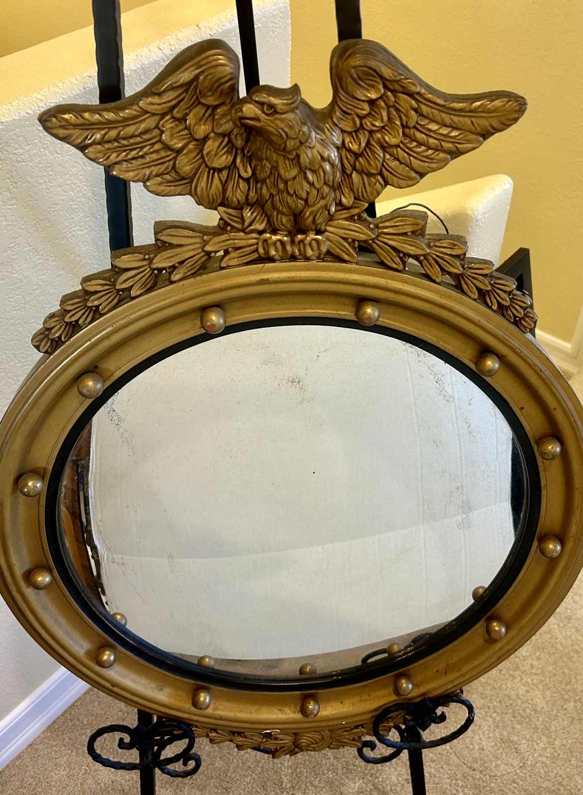 Photo 1 of VINTAGE WOOD EAGLE FRAMED MIRROR  22”x H30“