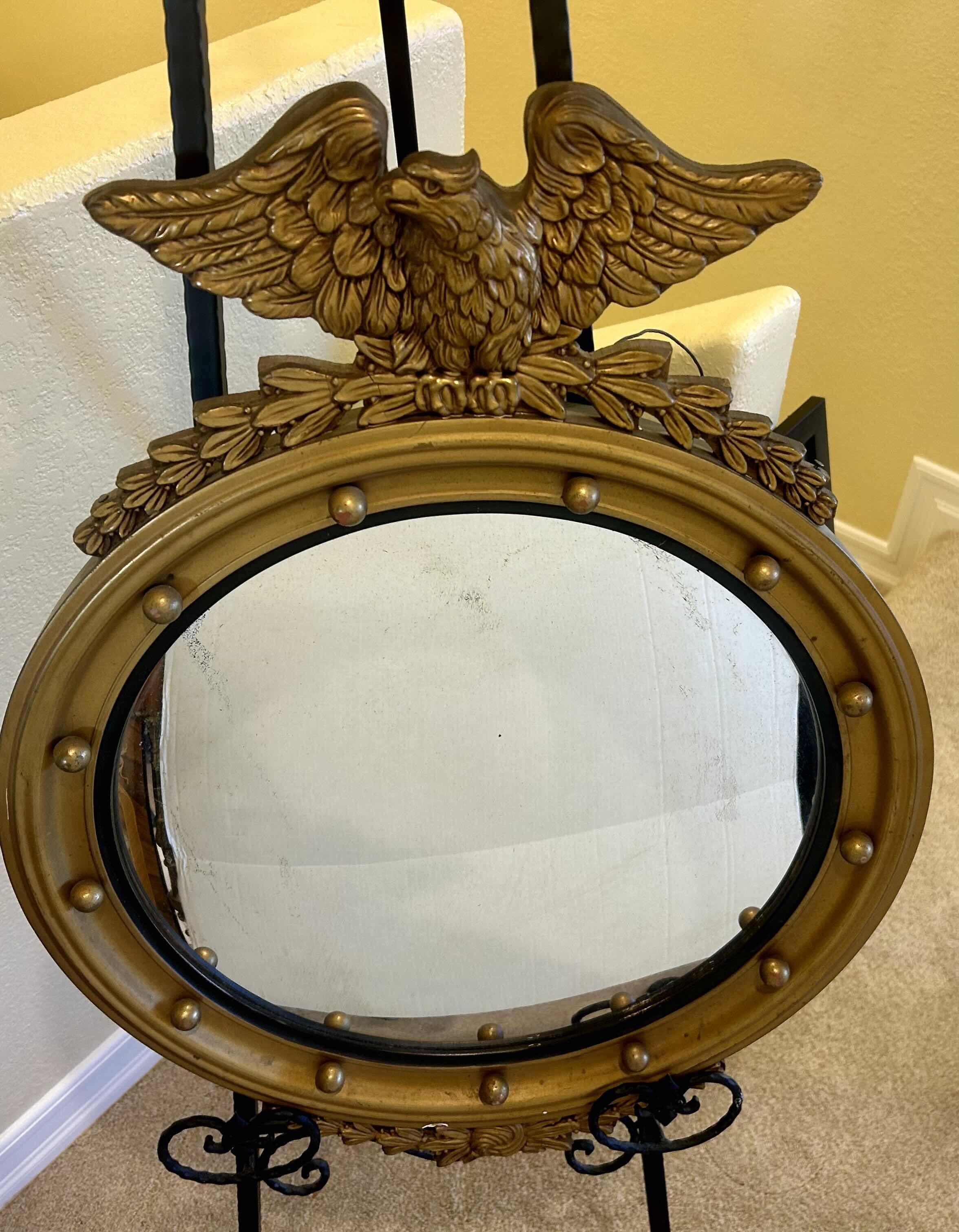 Photo 2 of VINTAGE WOOD EAGLE FRAMED MIRROR  22”x H30“