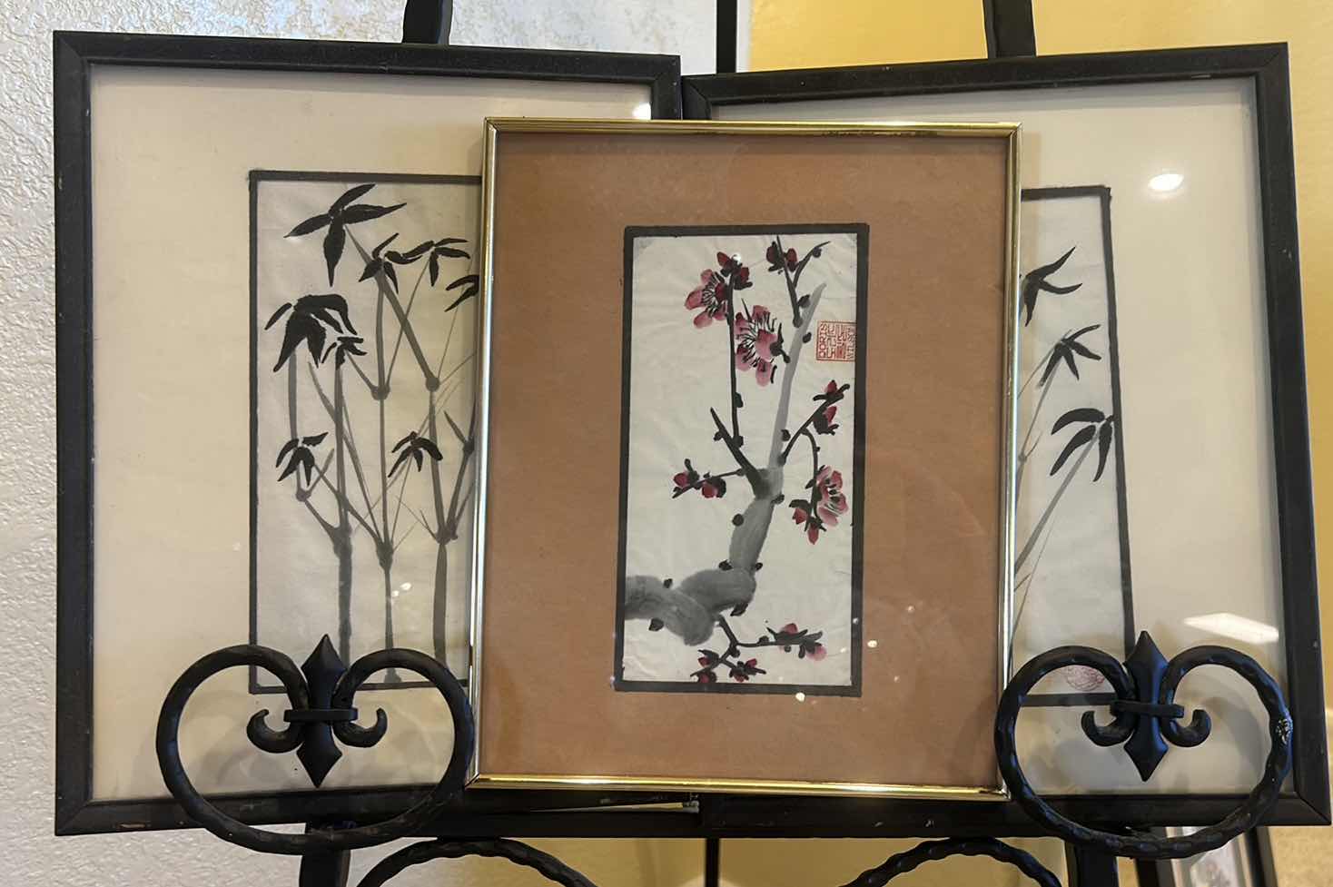 Photo 1 of 3 FRAMED ASIAN WATERCOLOR “TREES” ARTWORK, LARGEST 9 1/2“ x 12“