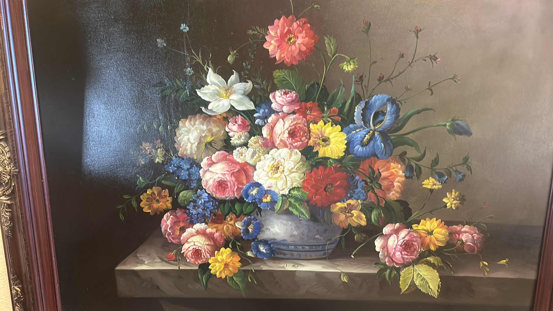 Photo 2 of ORNATE FRAMED OIL ON CANVAS “FLORAL STILL LIFE” ARTWORK 44“ x 33“