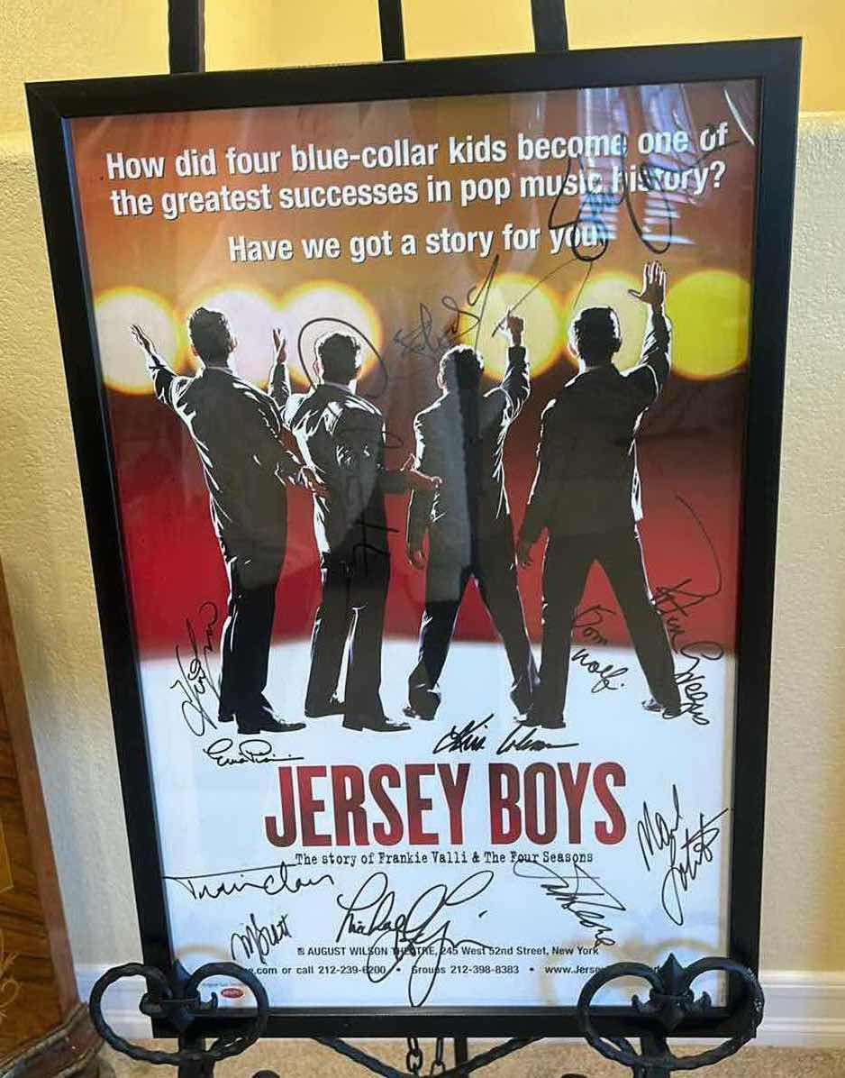 Photo 1 of FRAMED SIGNED MOVIE POSTER “JERSEY BOYS” ARTWORK 15” X 23”.