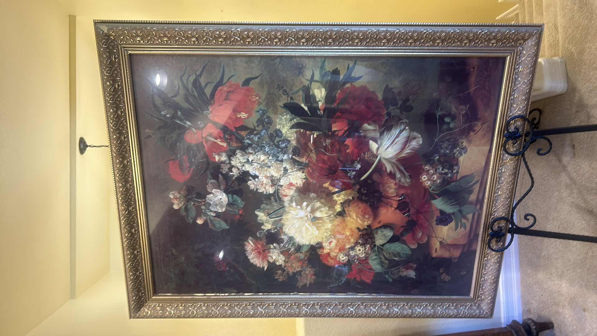 Photo 2 of GOLD-FRAMED FLORAL STILL LIFE ARTWORK.  3’ X H47”