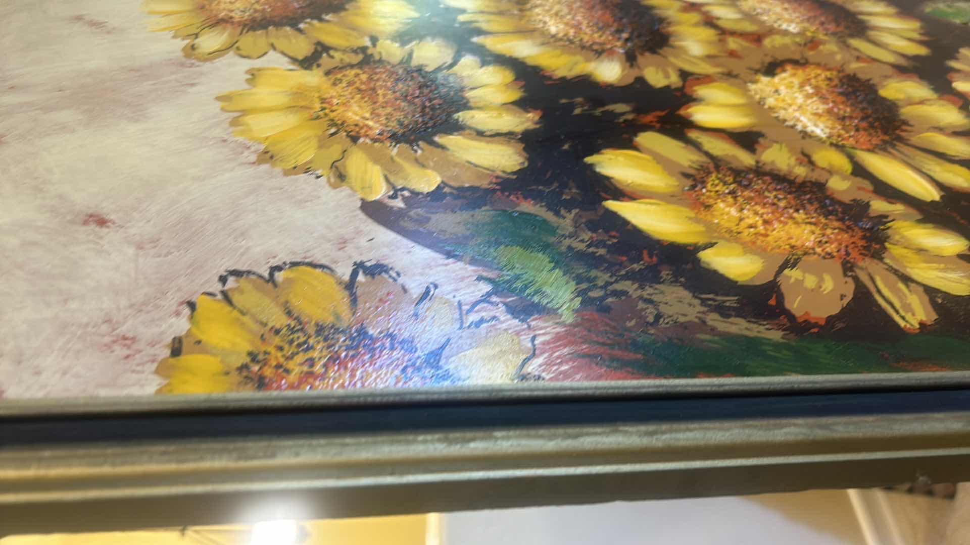 Photo 3 of VINTAGE FRAMED SUNFLOWER ARTWORK 32.5” X H 43”.