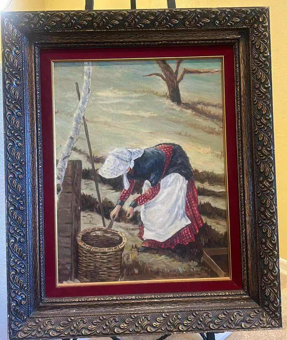 Photo 1 of VINTAGE ORNATELY FRAMED OIL-ON-CANVAS X MARJORIE HAUSMAN ARTWORK 21” X 25”.