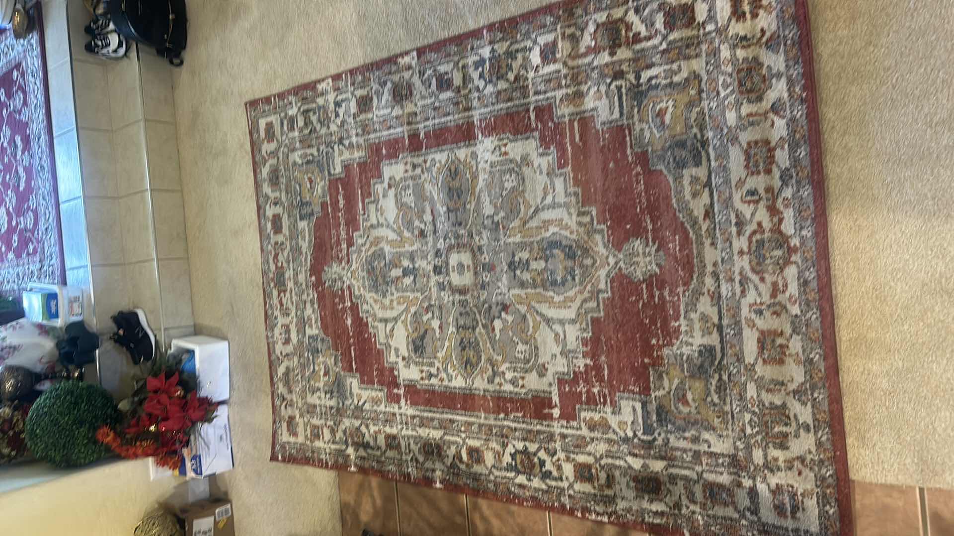 Photo 2 of RED CAMBRIDGE 100% PP FRISEE AREA RUG 5’3” x 7’7”