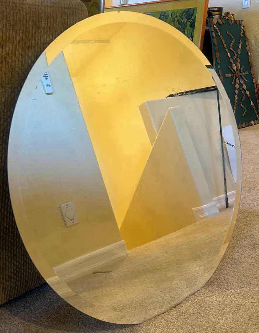 Photo 2 of 30” ROUND BEVELED GLASS MIRROR.