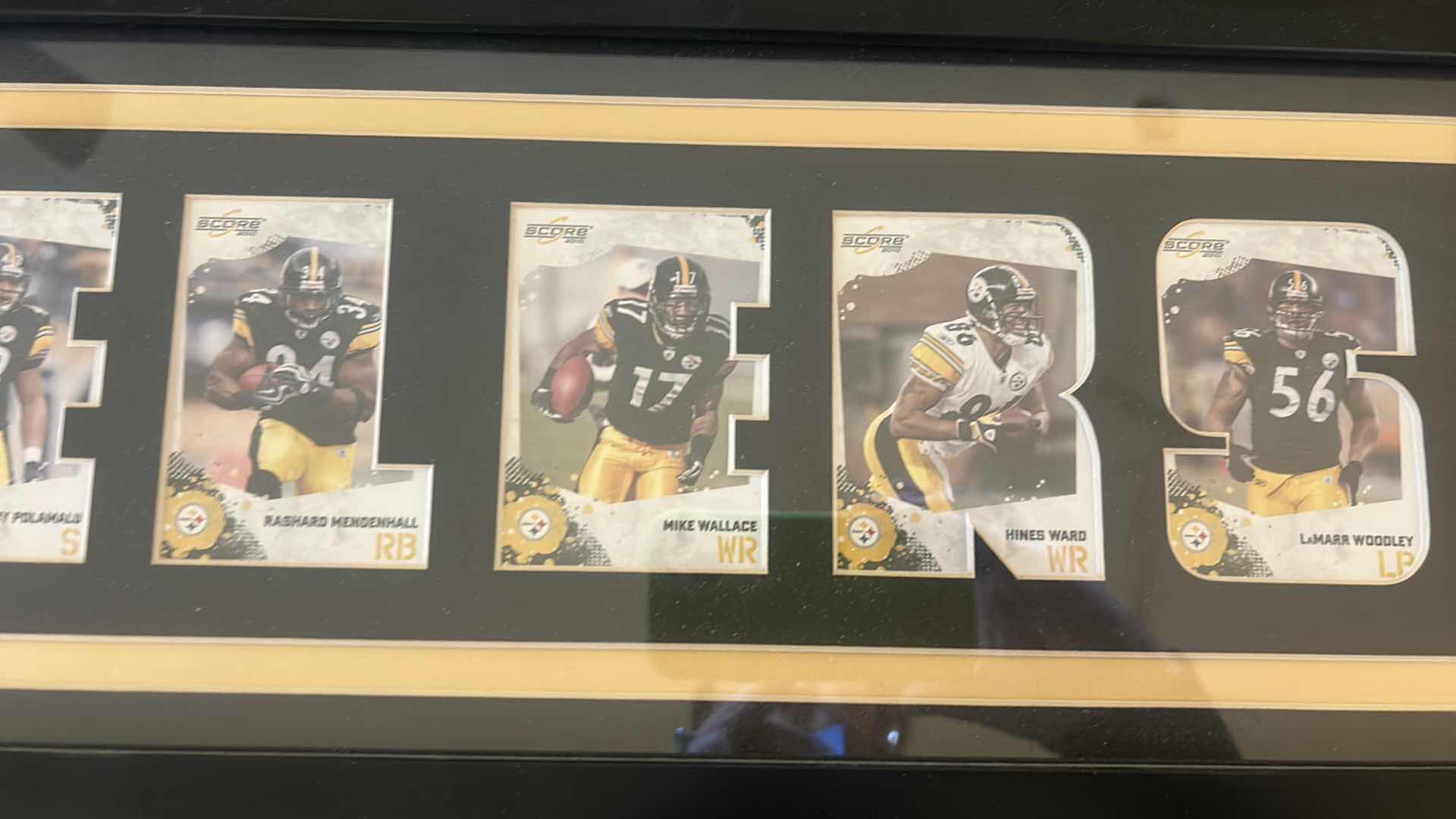 Photo 4 of FRAMED STEELERS FOOTBALL CARD ARTWORK 30” X H 9”.