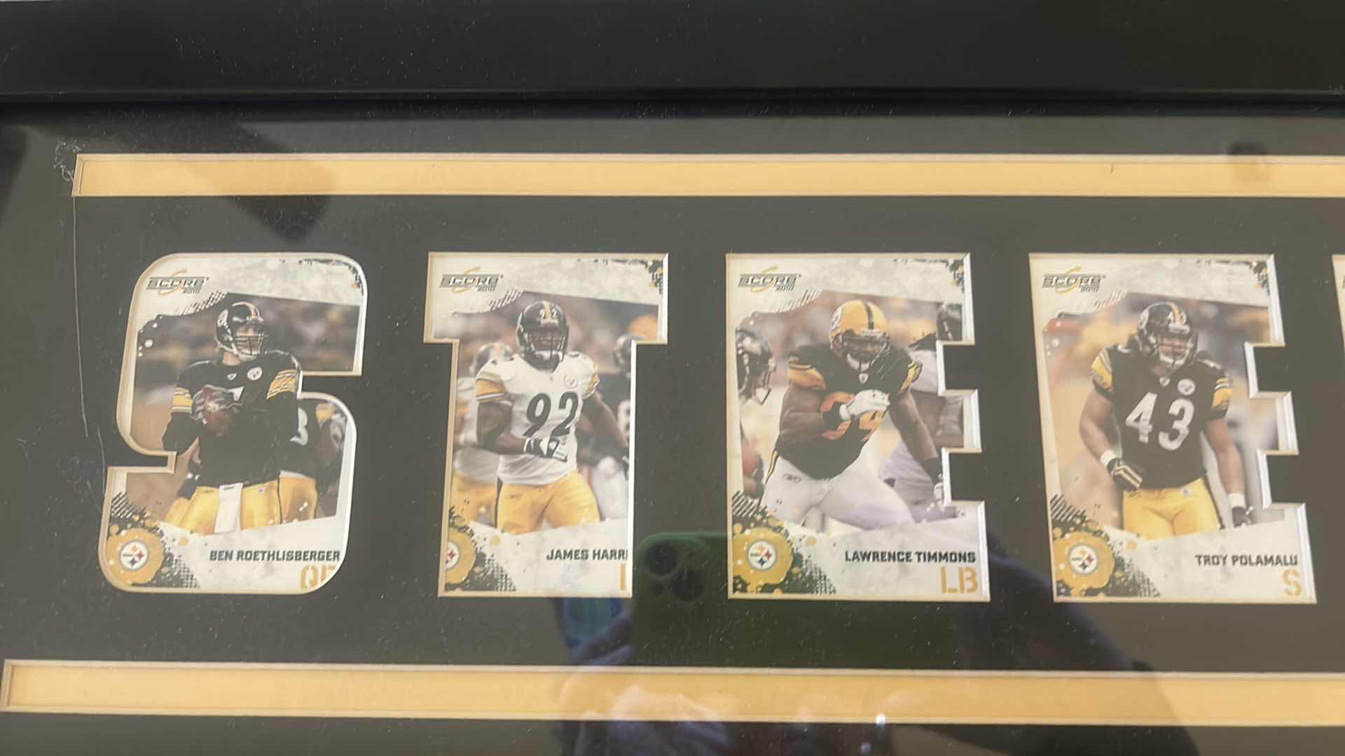 Photo 3 of FRAMED STEELERS FOOTBALL CARD ARTWORK 30” X H 9”.