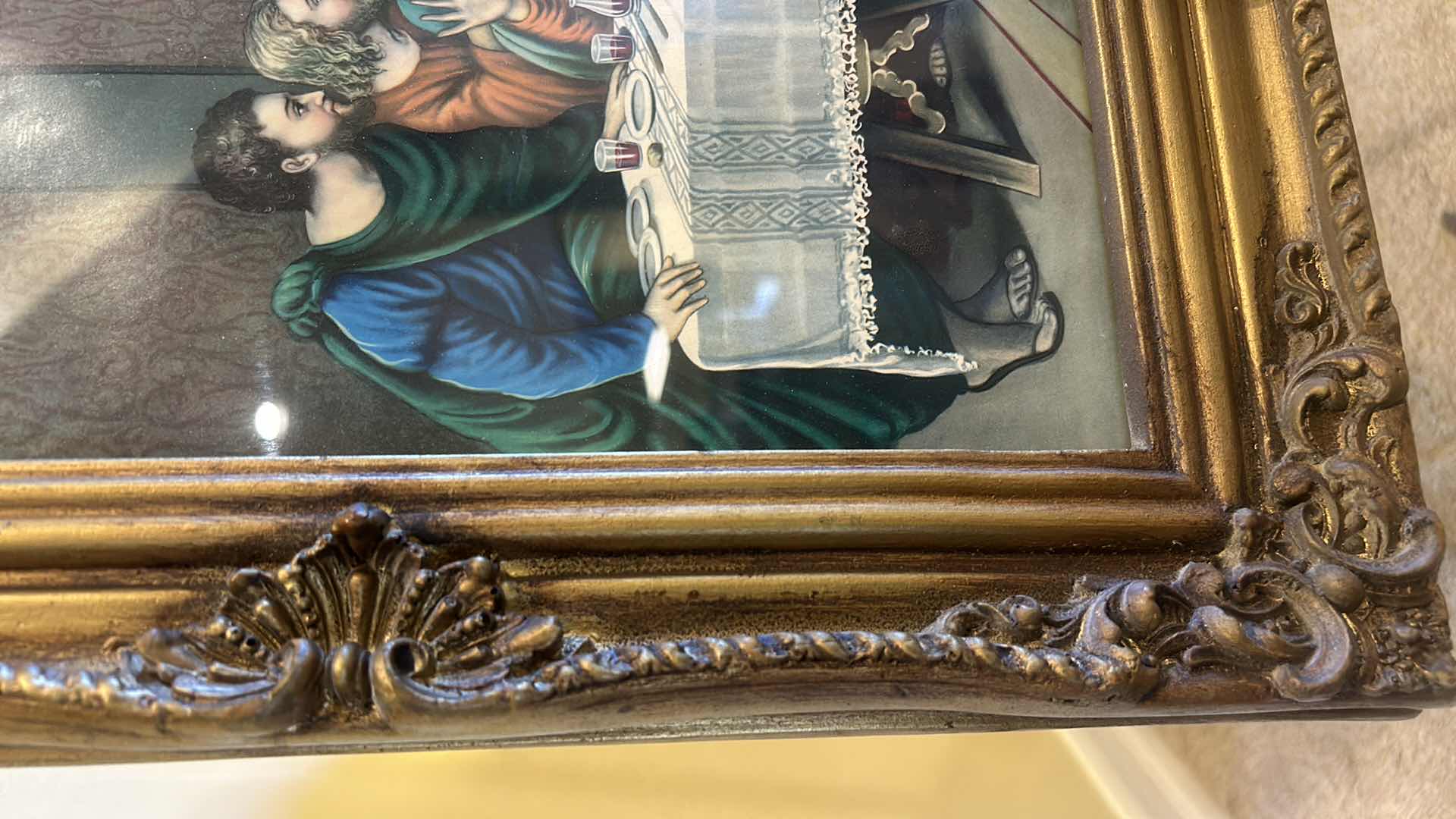 Photo 3 of ORNATELY FRAMED LAST SUPPER ARTWORK 31” X H 19”.