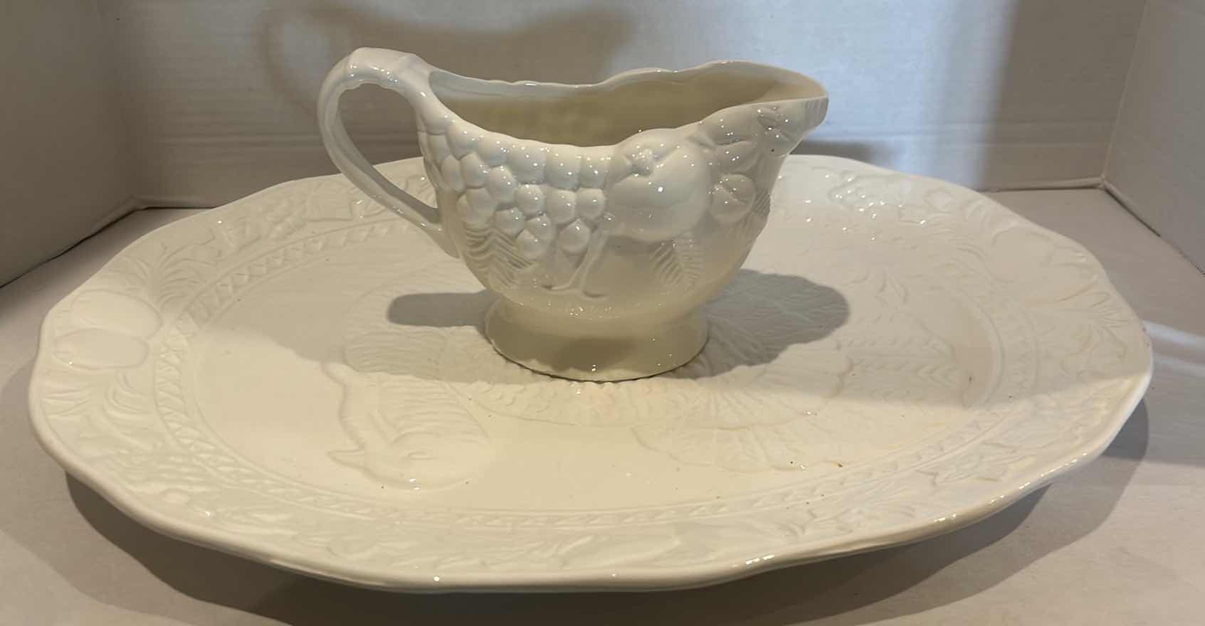 Photo 1 of 18.5” CERAMIC TURKEY PLATTER AND GRAVY BOAT.