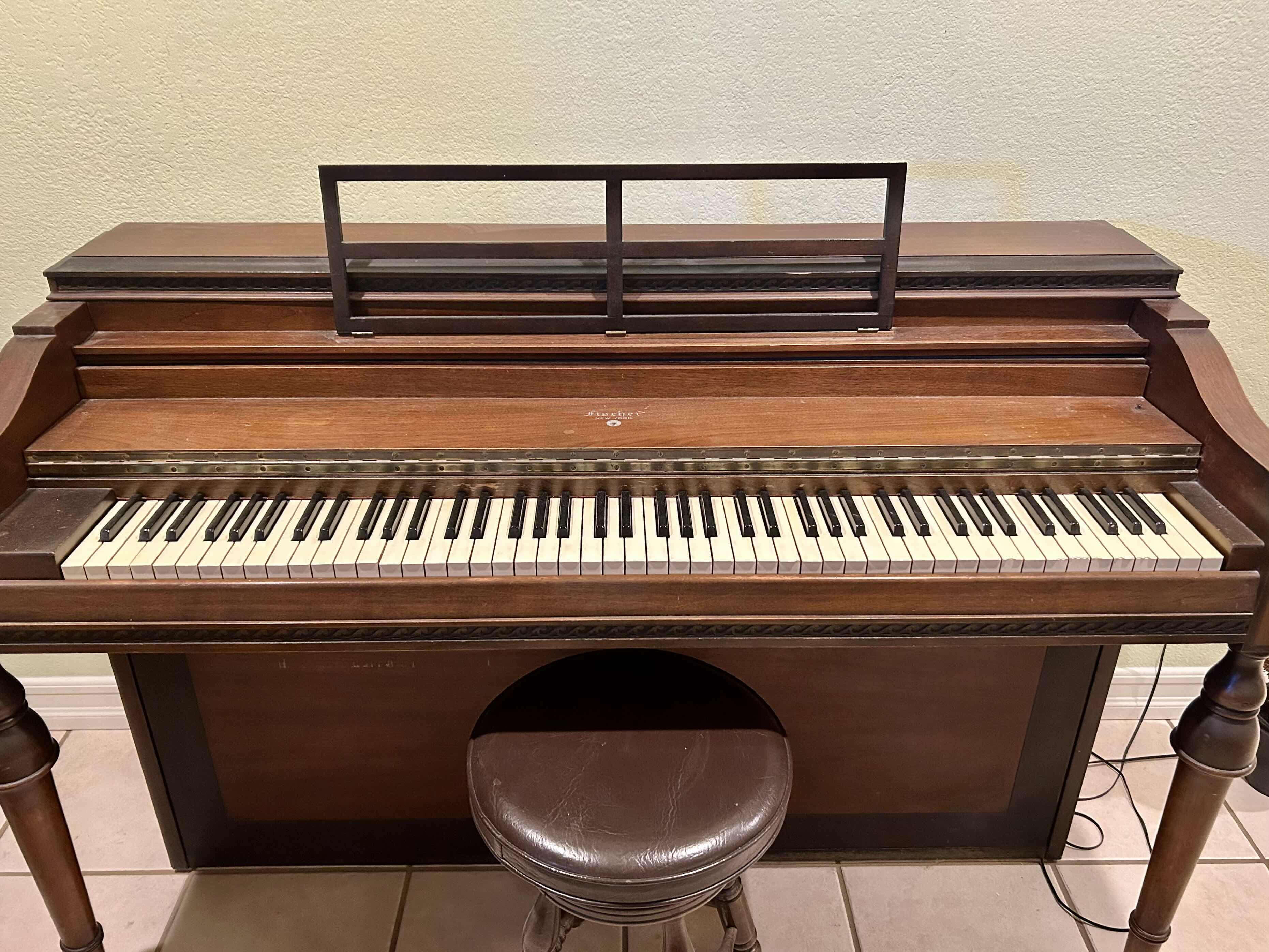 Photo 4 of FISCHER NEW YORK PIANO IN OAK STAIN (BAR STOOL SOLD SEPARATELY) 57” X 23” H 38”
