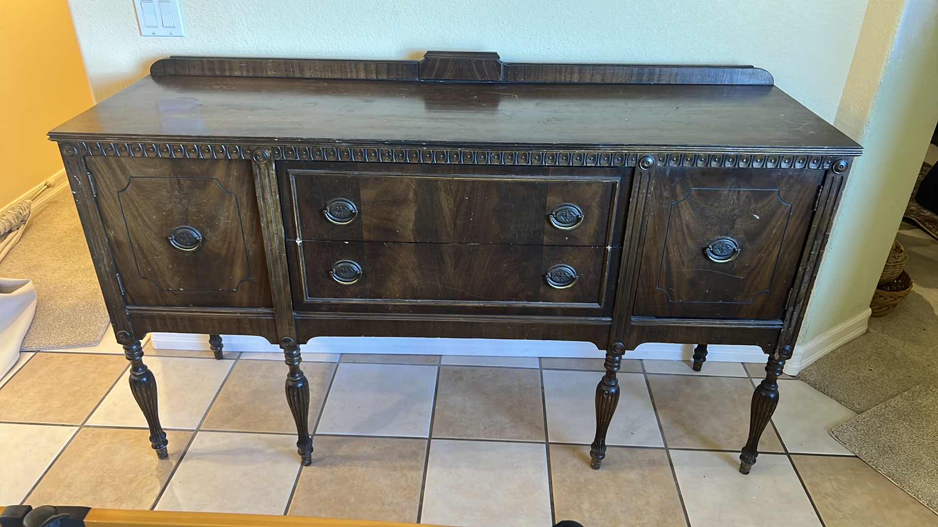 Photo 1 of VINTAGE WALNUT WOOD SIDEBOARD 61" x 21" H38"