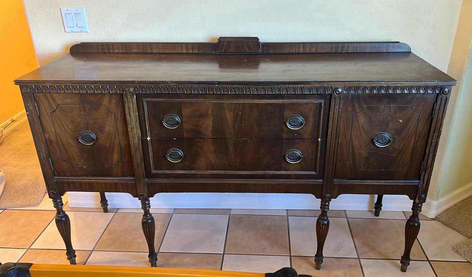 Photo 3 of VINTAGE WALNUT WOOD SIDEBOARD 61" x 21" H38"