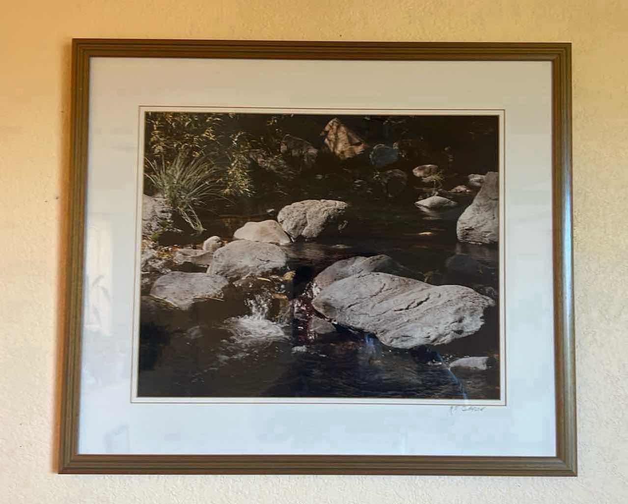 Photo 1 of FRAMED "RIVER ROCK" ARTIST SIGNED ARTWORK 27" x 24"