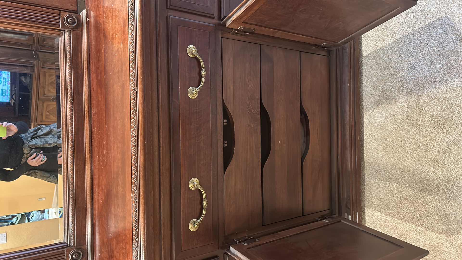 Photo 6 of 13 DRAWER WALNUT DRESSER WITH MIRROR (DRESSER 65” X 18” X H 39”.