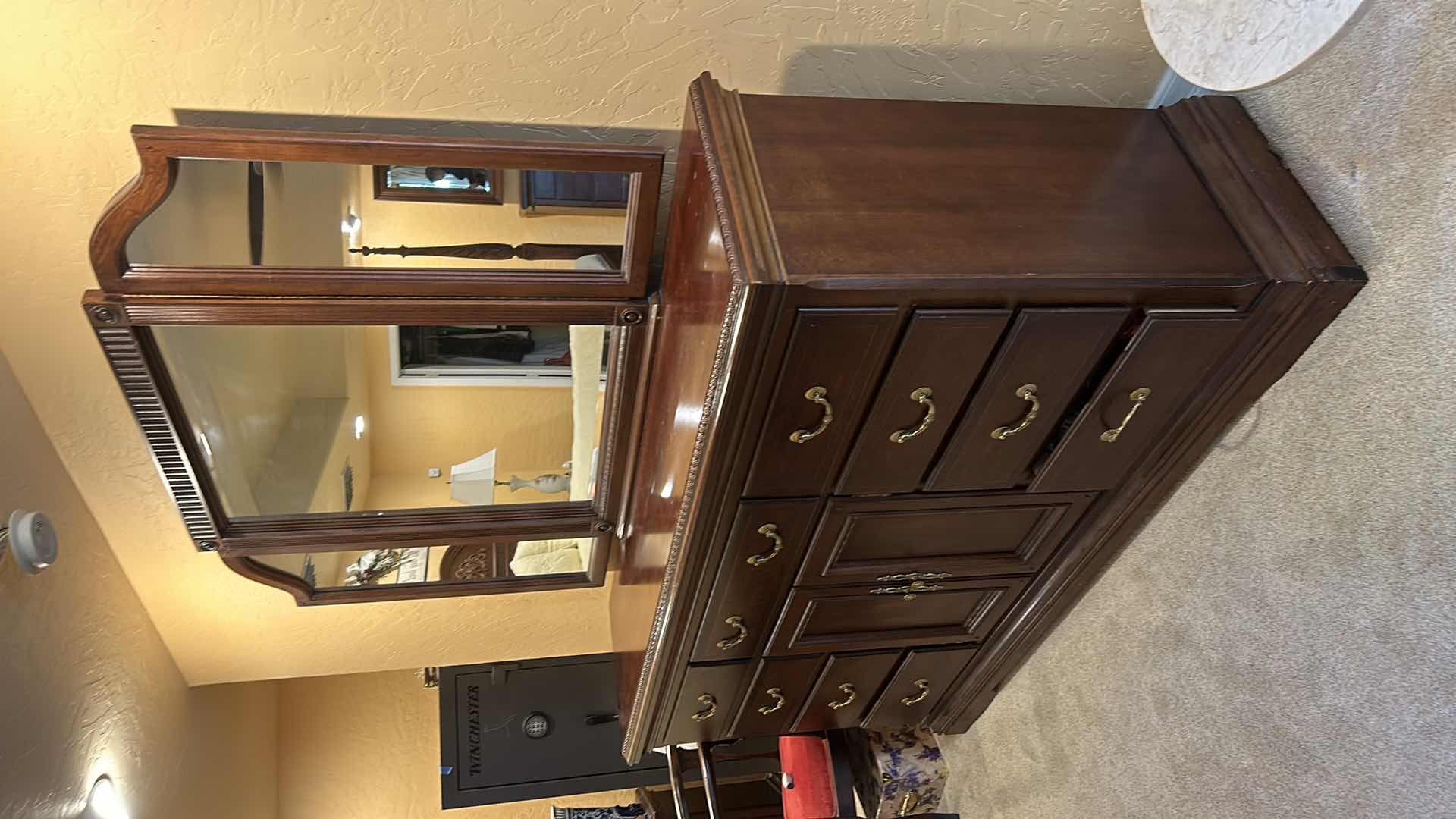 Photo 5 of 13 DRAWER WALNUT DRESSER WITH MIRROR (DRESSER 65” X 18” X H 39”.