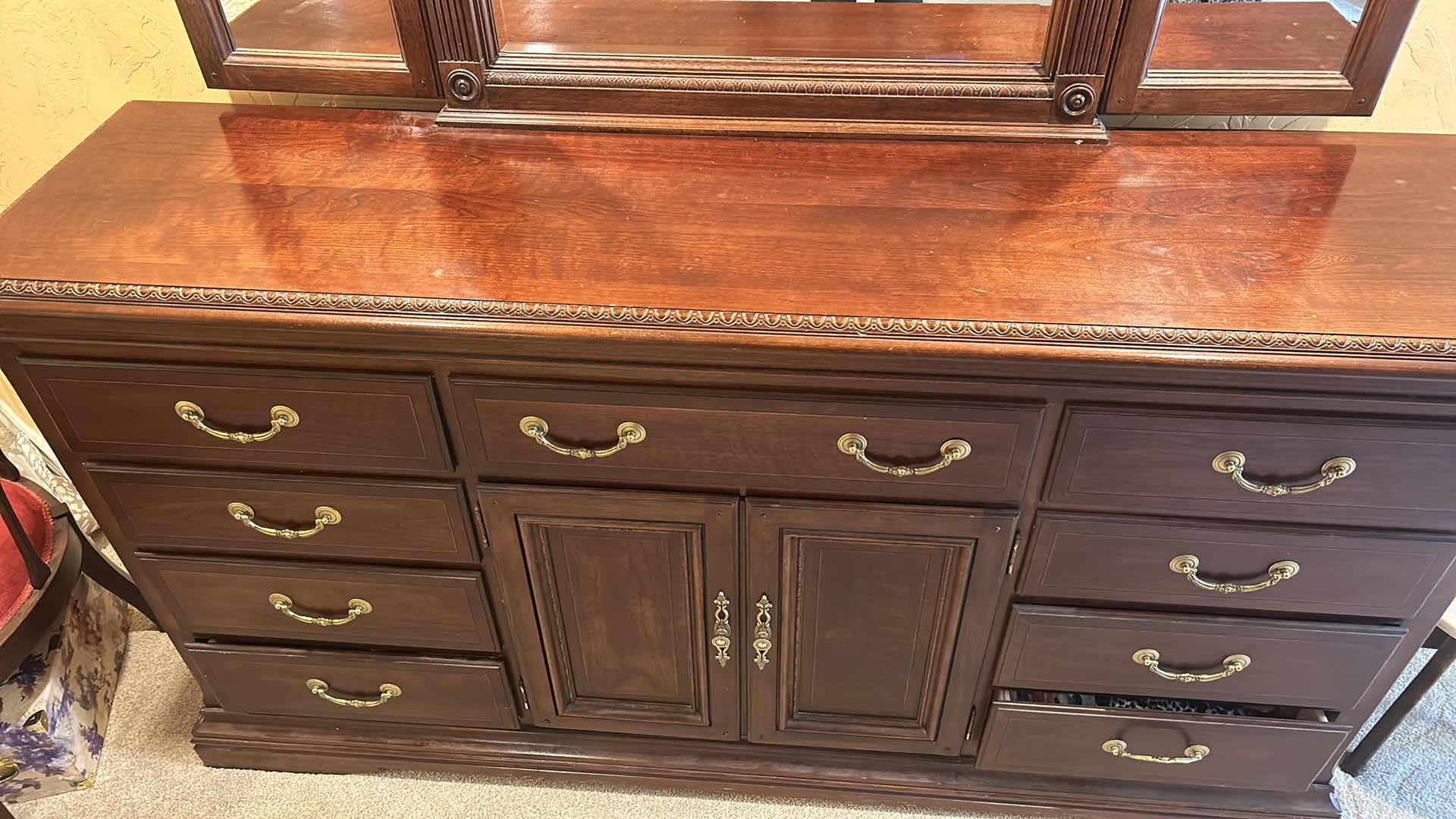 Photo 4 of 13 DRAWER WALNUT DRESSER WITH MIRROR (DRESSER 65” X 18” X H 39”.