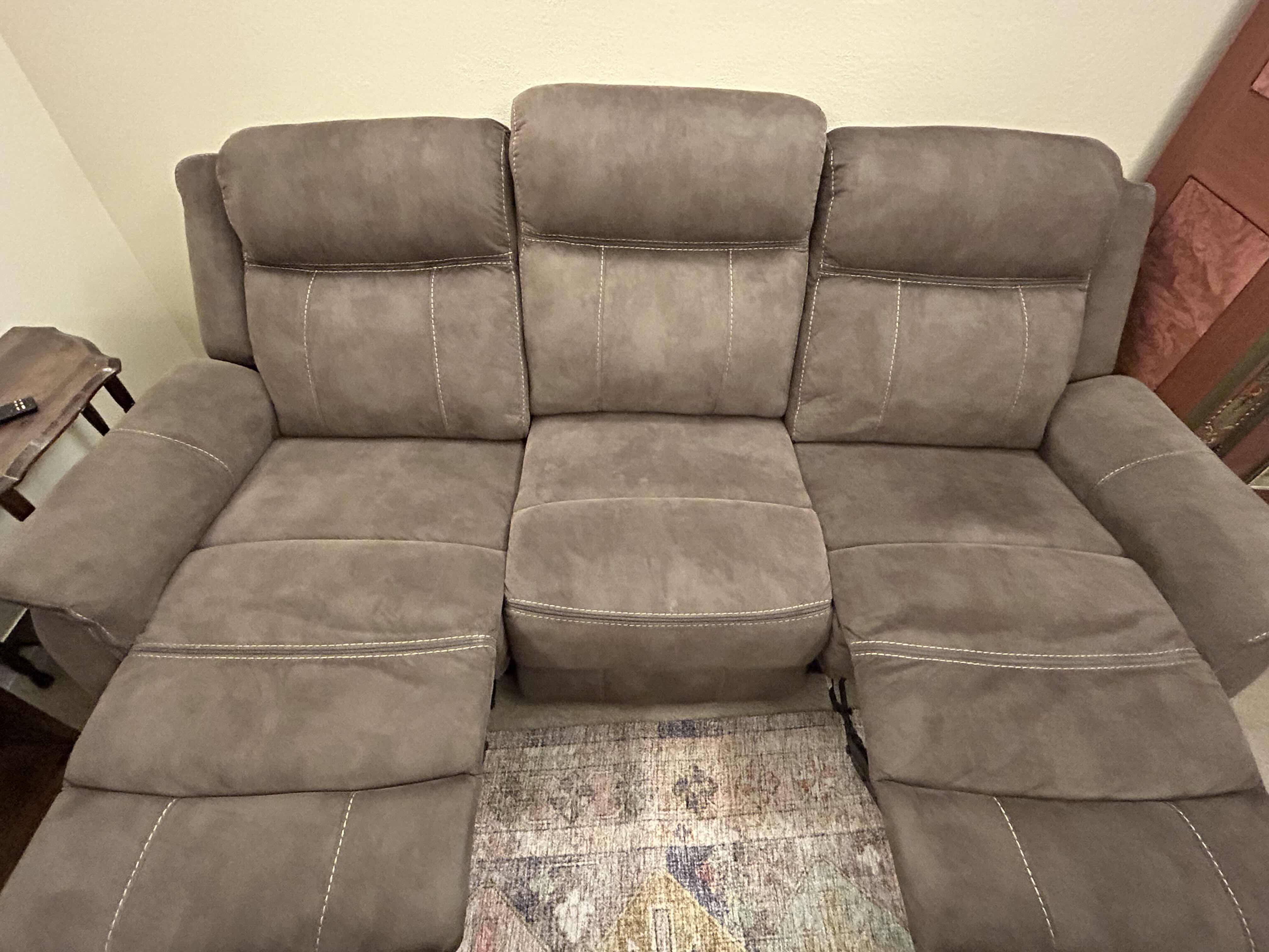 Photo 2 of 84” MICROFIBER RECLINER SOFA 