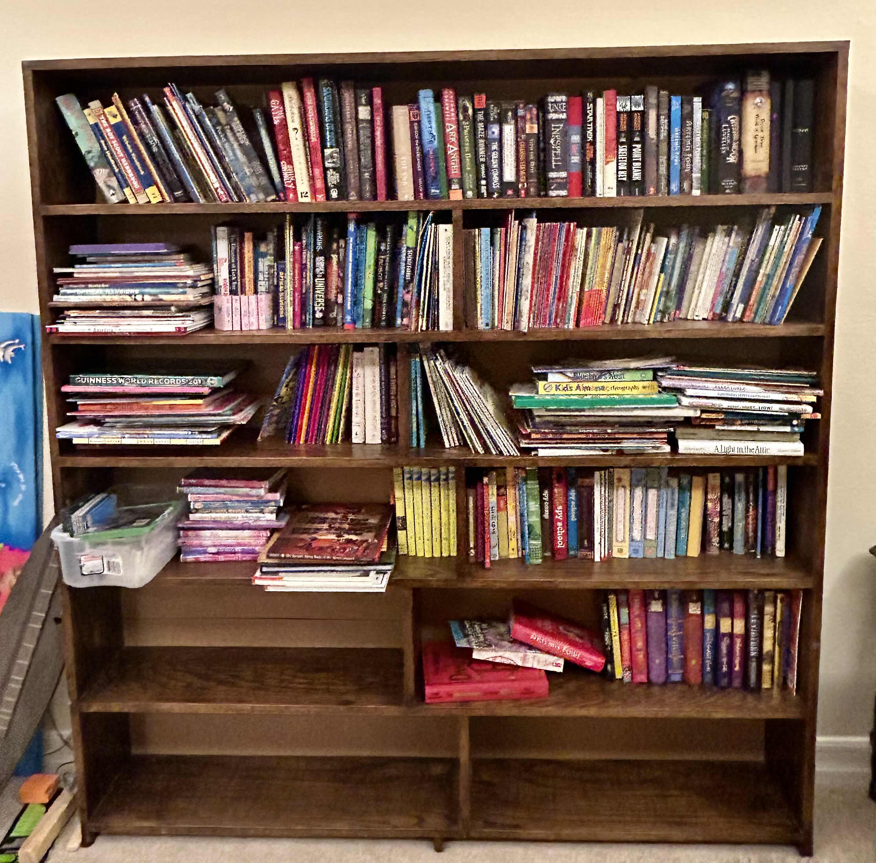 Photo 1 of OAK FINISH WOOD BOOKSHELF 60“ x 10“ H63“ (Books not included)