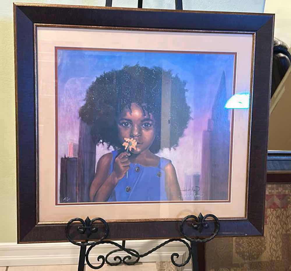 Photo 1 of FRAMED ARTWORK CHILD HOLDING DAISY 26 X 24