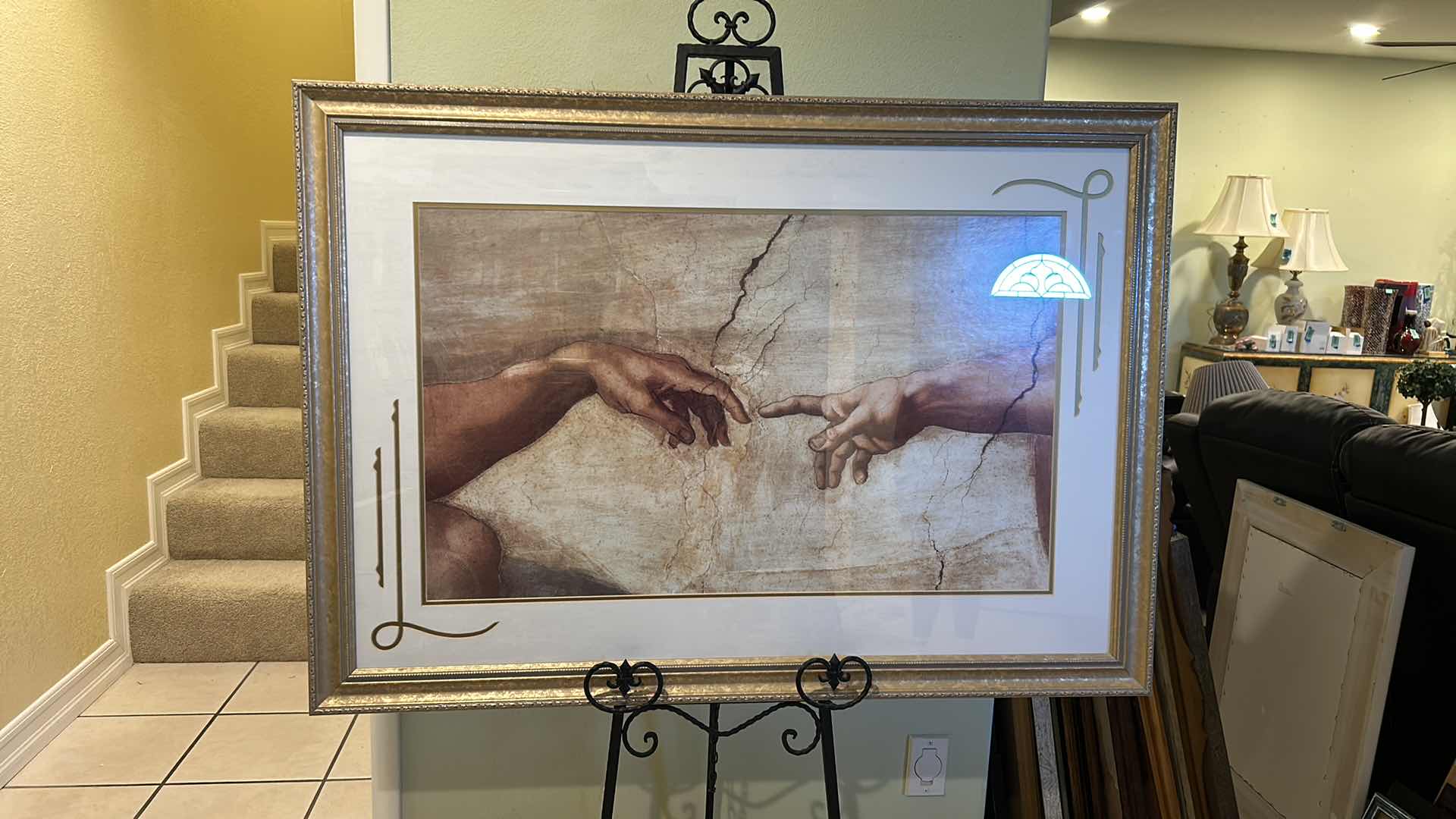 Photo 1 of GOLD FRAMED "CREATION OF ADAM" PRINT ARTWORK 48" X 34"