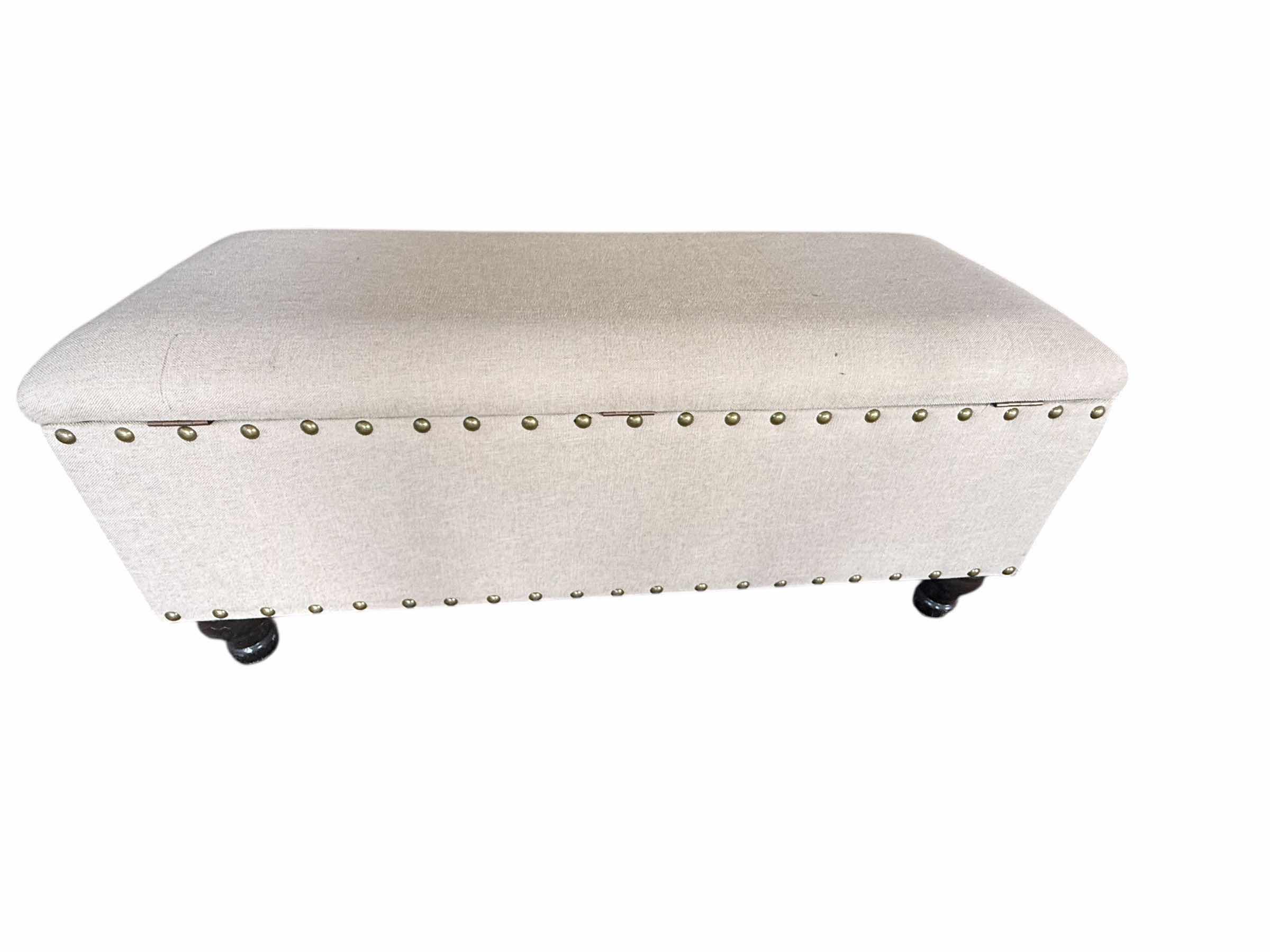 Photo 1 of TAN LINEN STORAGE OTTOMAN CHEST 42” x 18” H17”