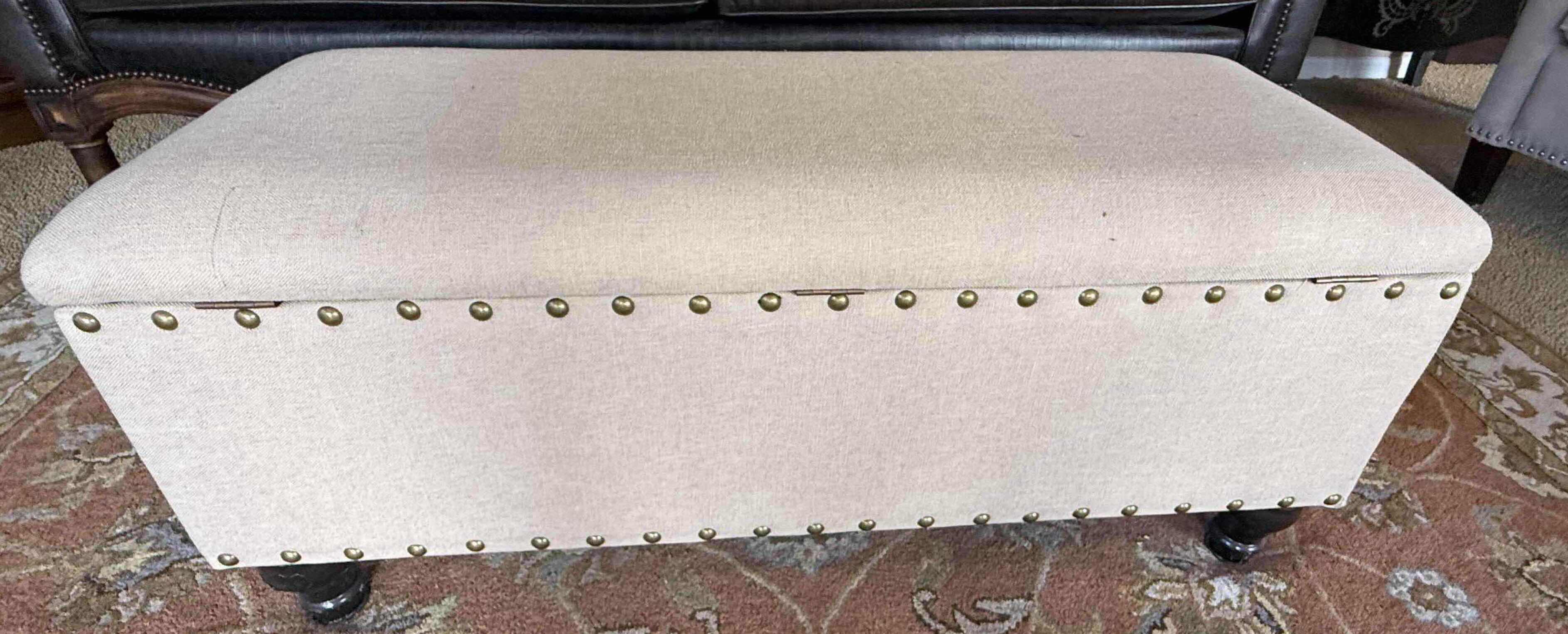 Photo 1 of TAN LINEN STORAGE OTTOMAN CHEST 42” x 18” H17”