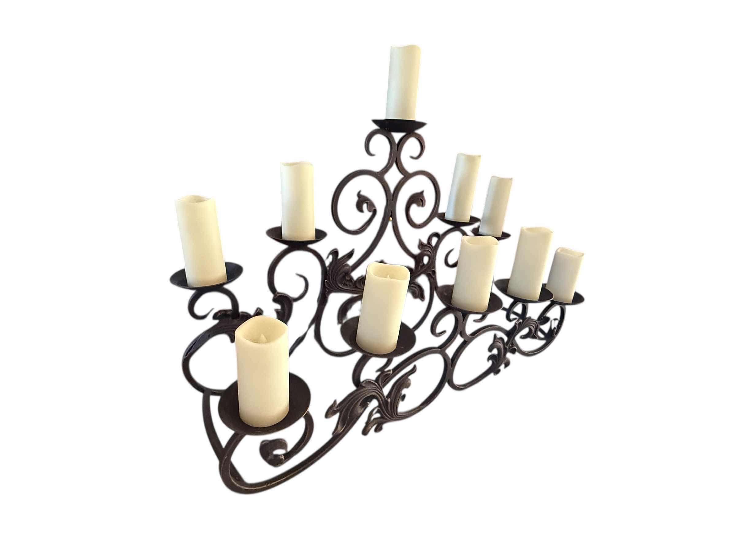 Photo 1 of DARK BROWN WROUGHT IRON 10 HOLDER CANDELABRA 30” x 9” H18”