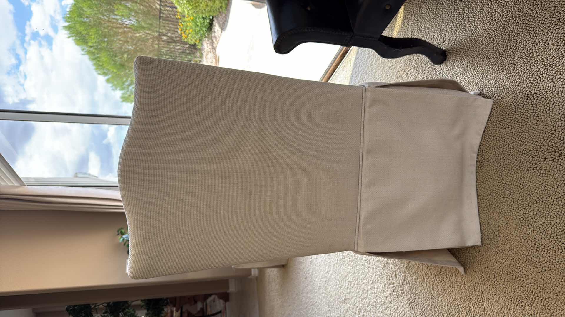 Photo 1 of OFF WHITE UPHOLSTERED PARSONS CHAIR W ACCENT PILLOW