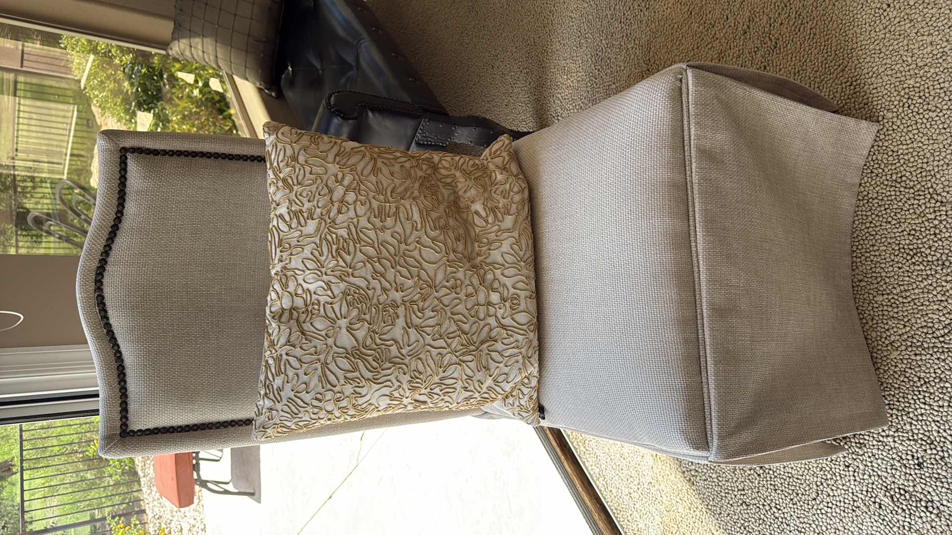 Photo 1 of OFF WHITE UPHOLSTERED PARSONS CHAIR W ACCENT PILLOW