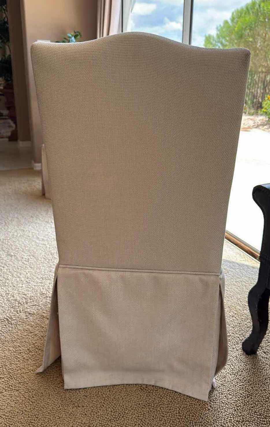 Photo 1 of OFF WHITE UPHOLSTERED PARSONS CHAIR W ACCENT PILLOW