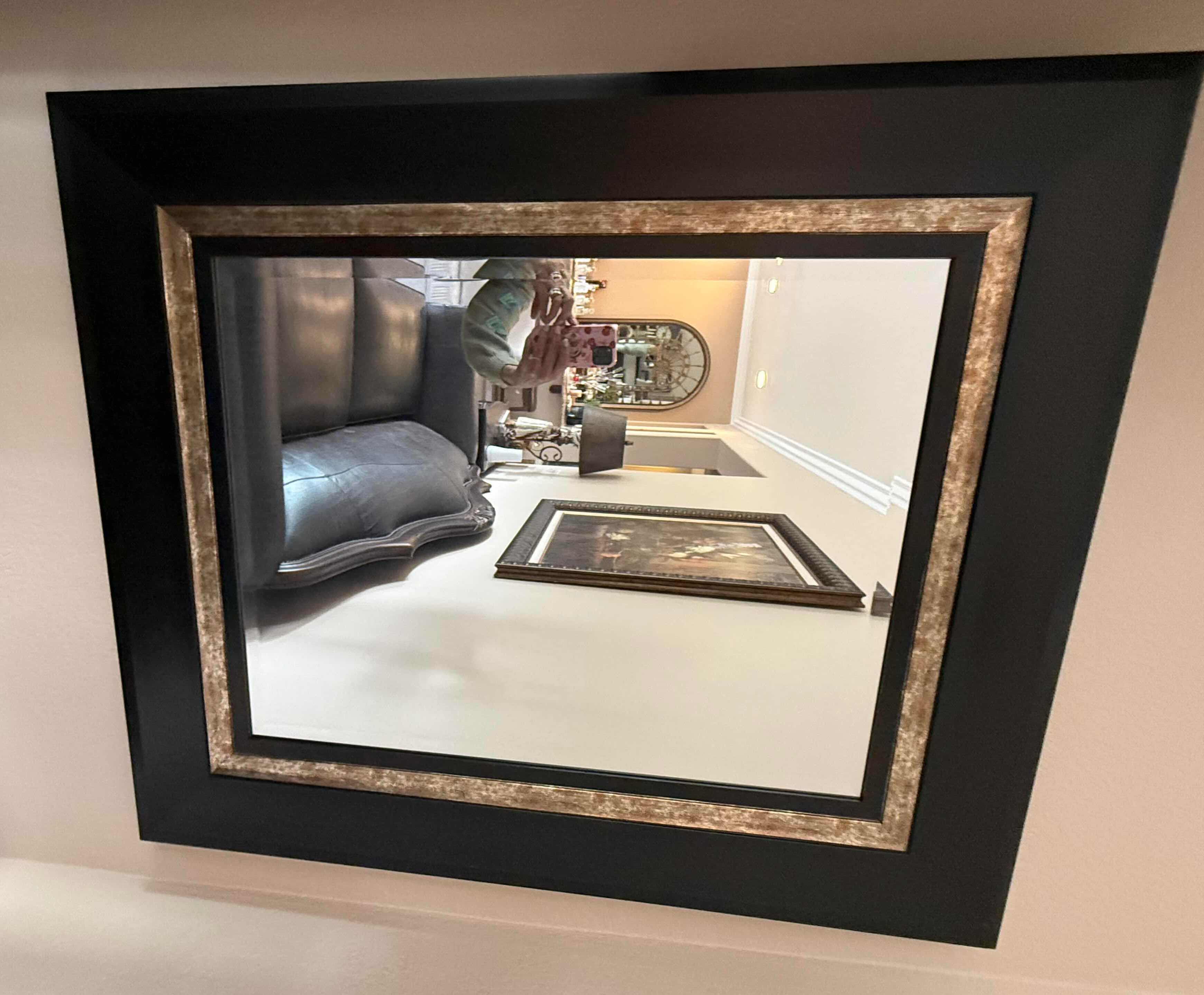 Photo 1 of BLACK FRAMED WALL MIRROR 34” x 39”